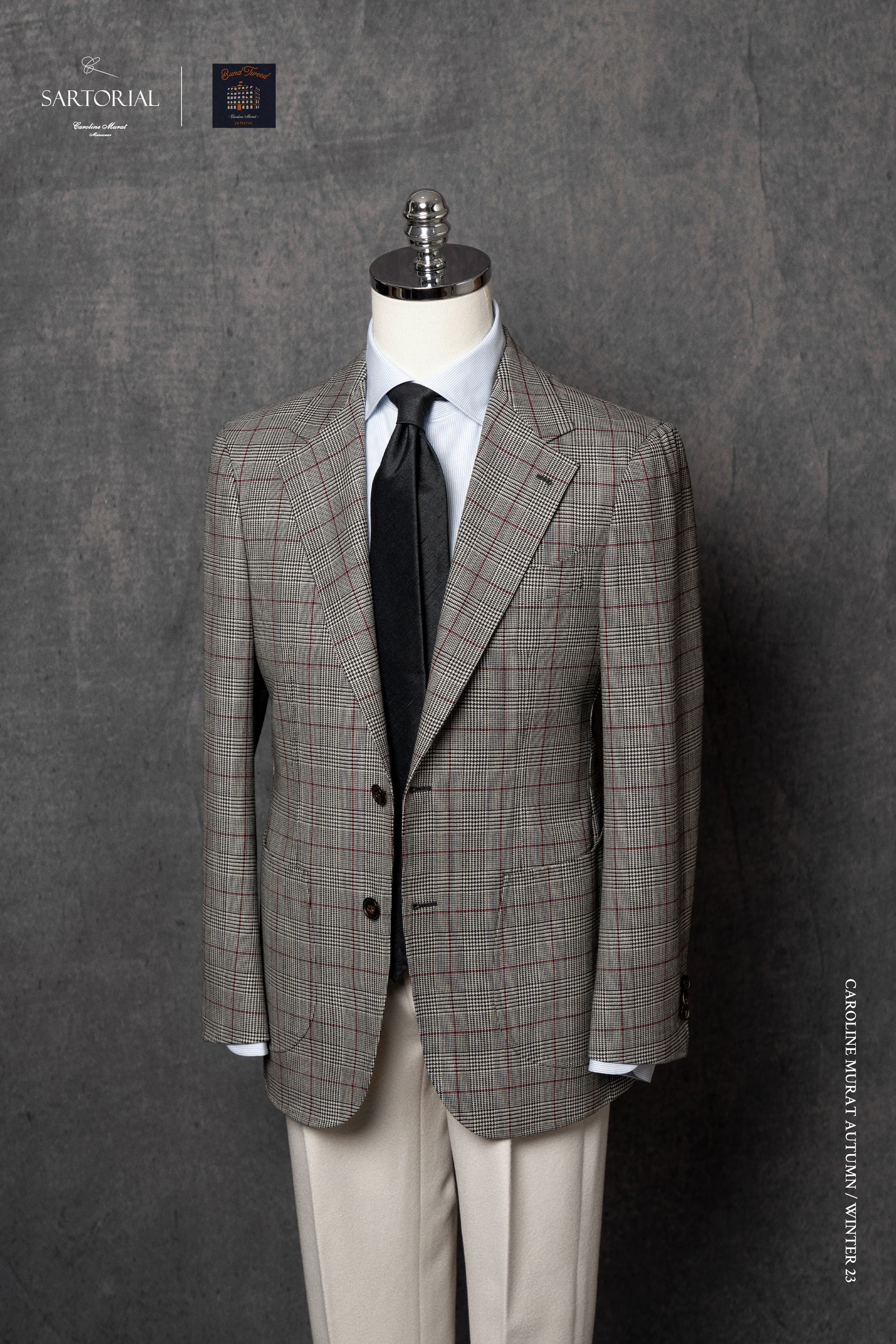MTO Glen Check Red Overcheck Tweed Jacket #6