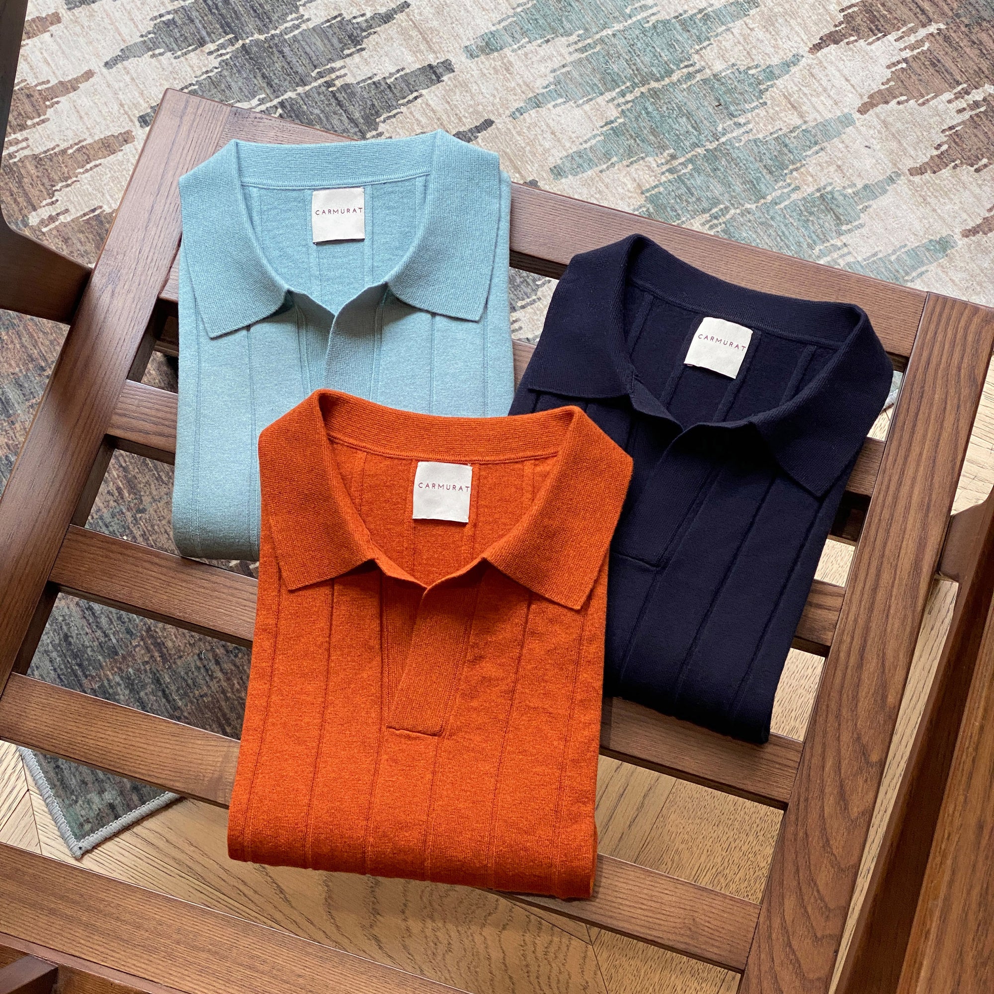 Emerald / Navy / Coral Cotton Blending Knitted Polo