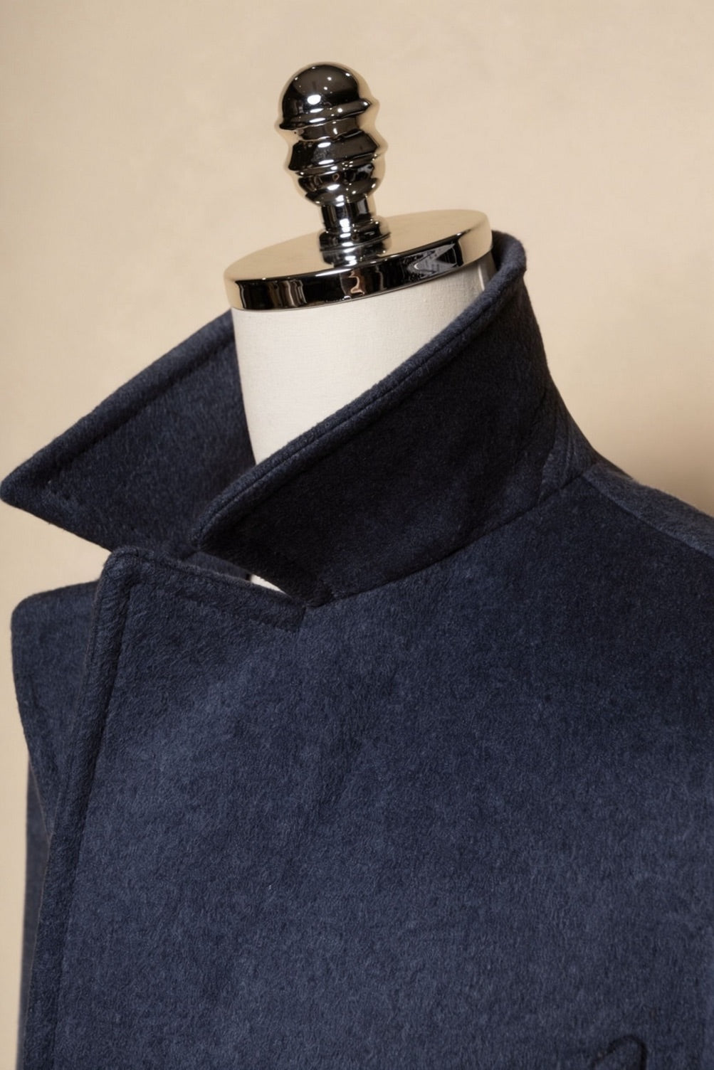 Greyish Blue Wool Polo Coat #858