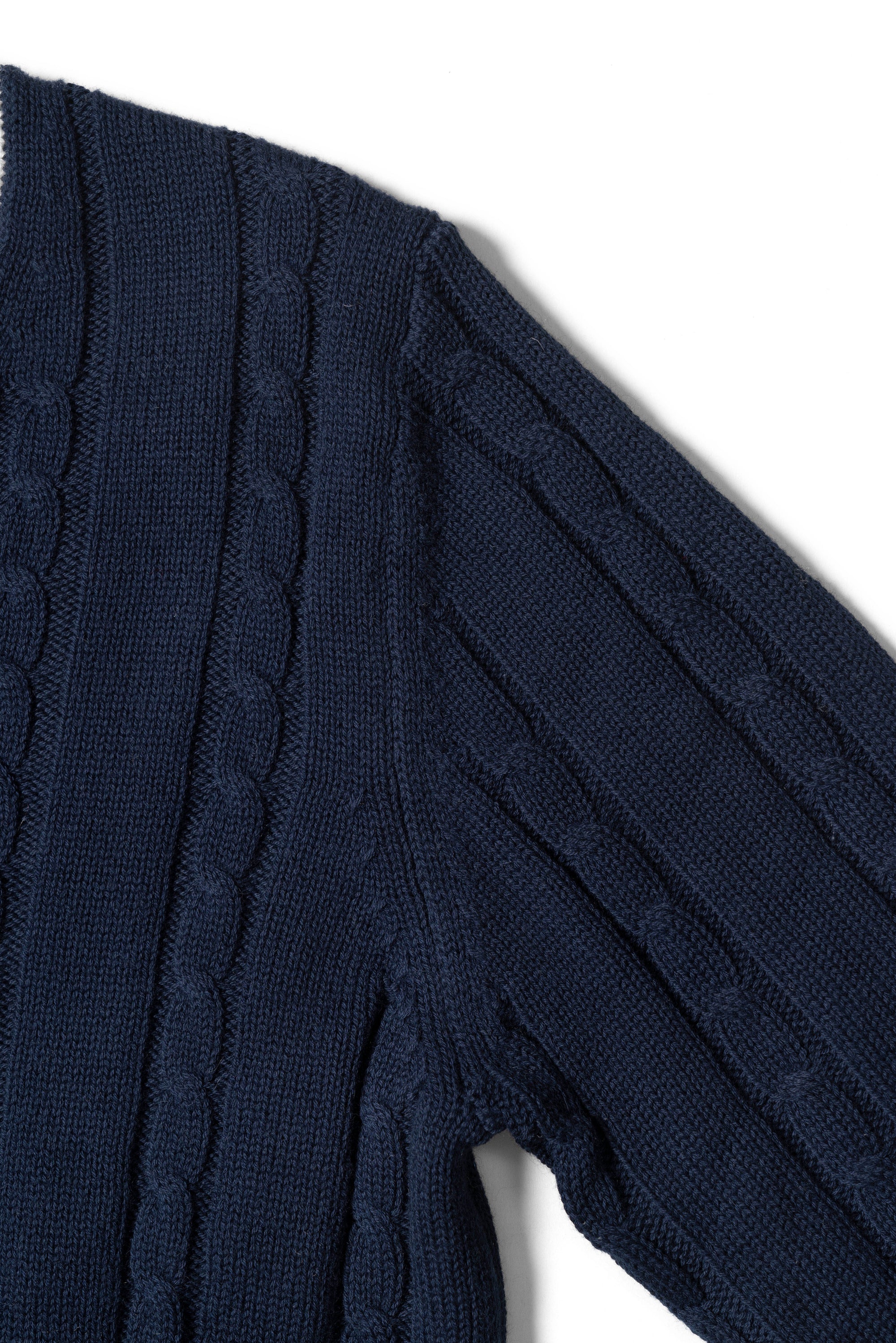 Navy Ivy V Neck Cable Knit Jumper