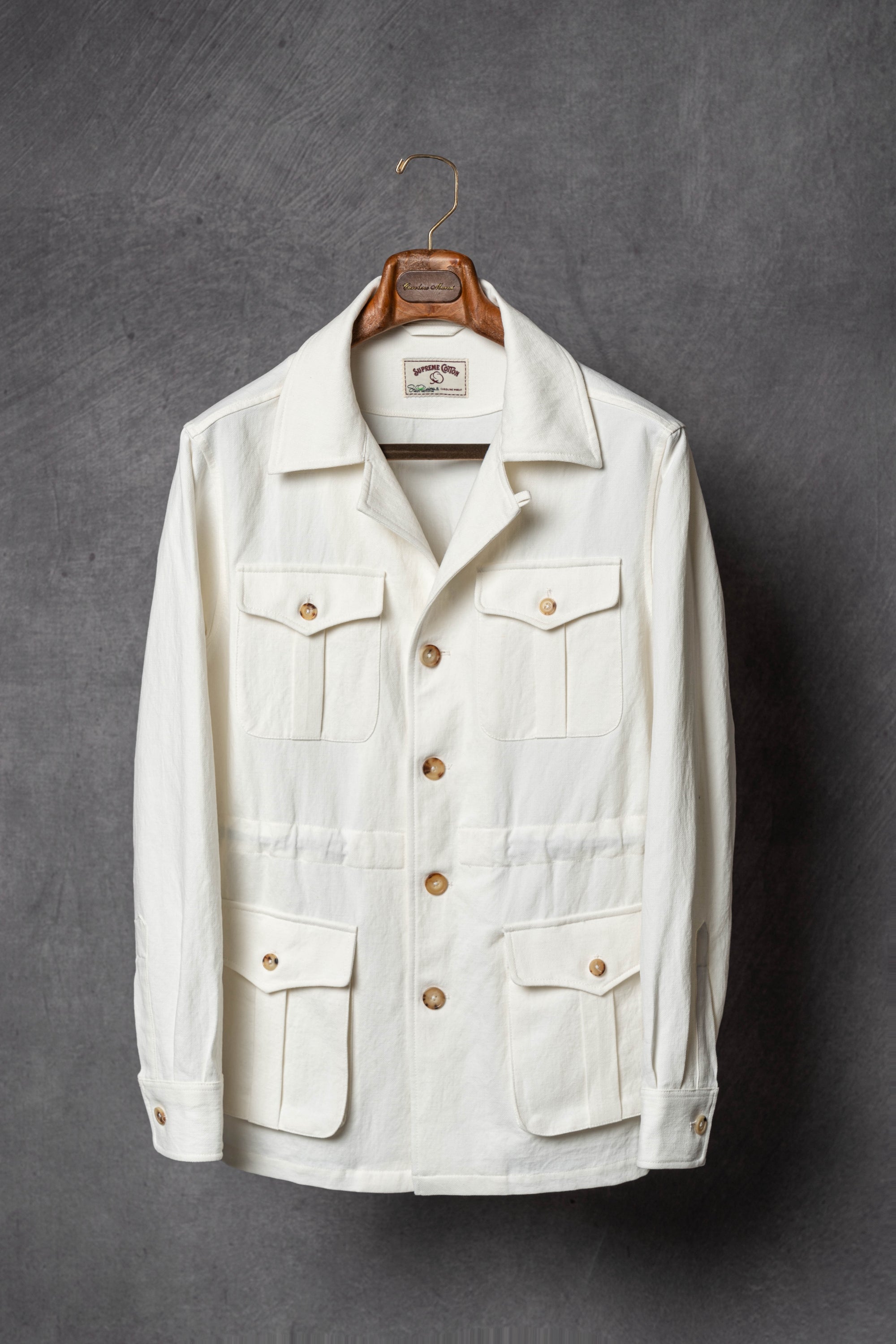 Beige Linen Cotton Safari Jacket