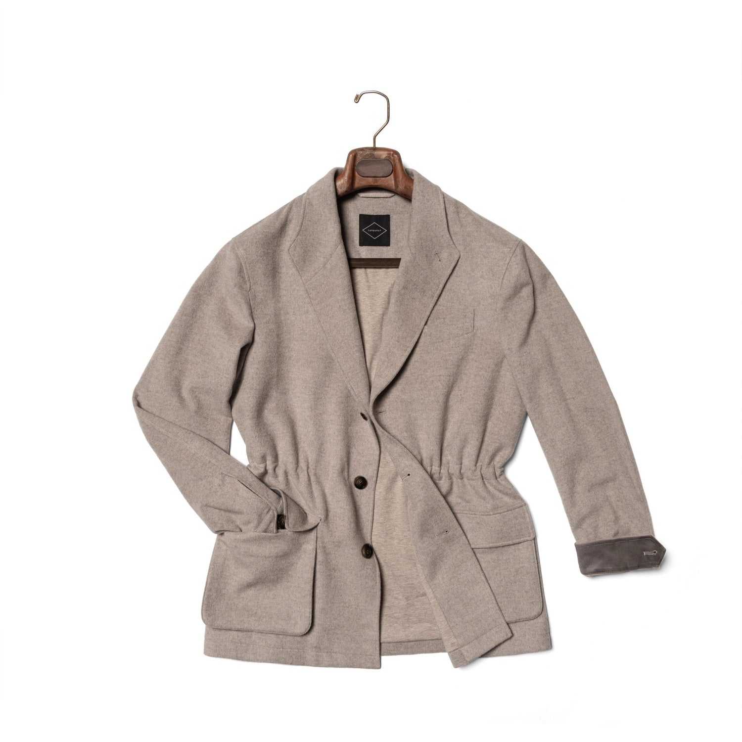 Taupe Wool Silk Flannel Teba Jacket #430