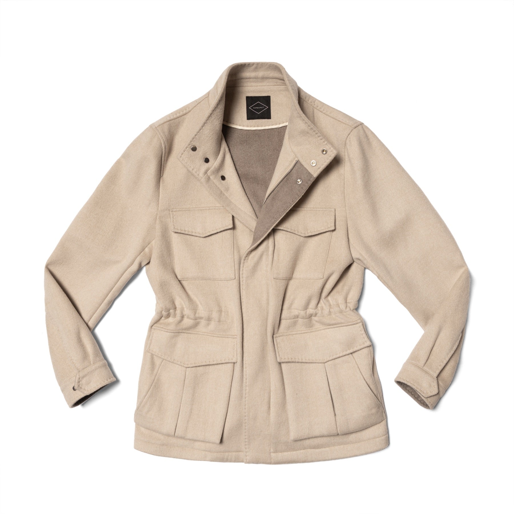 Beige Camel Wool Silk M65 Jacket #329