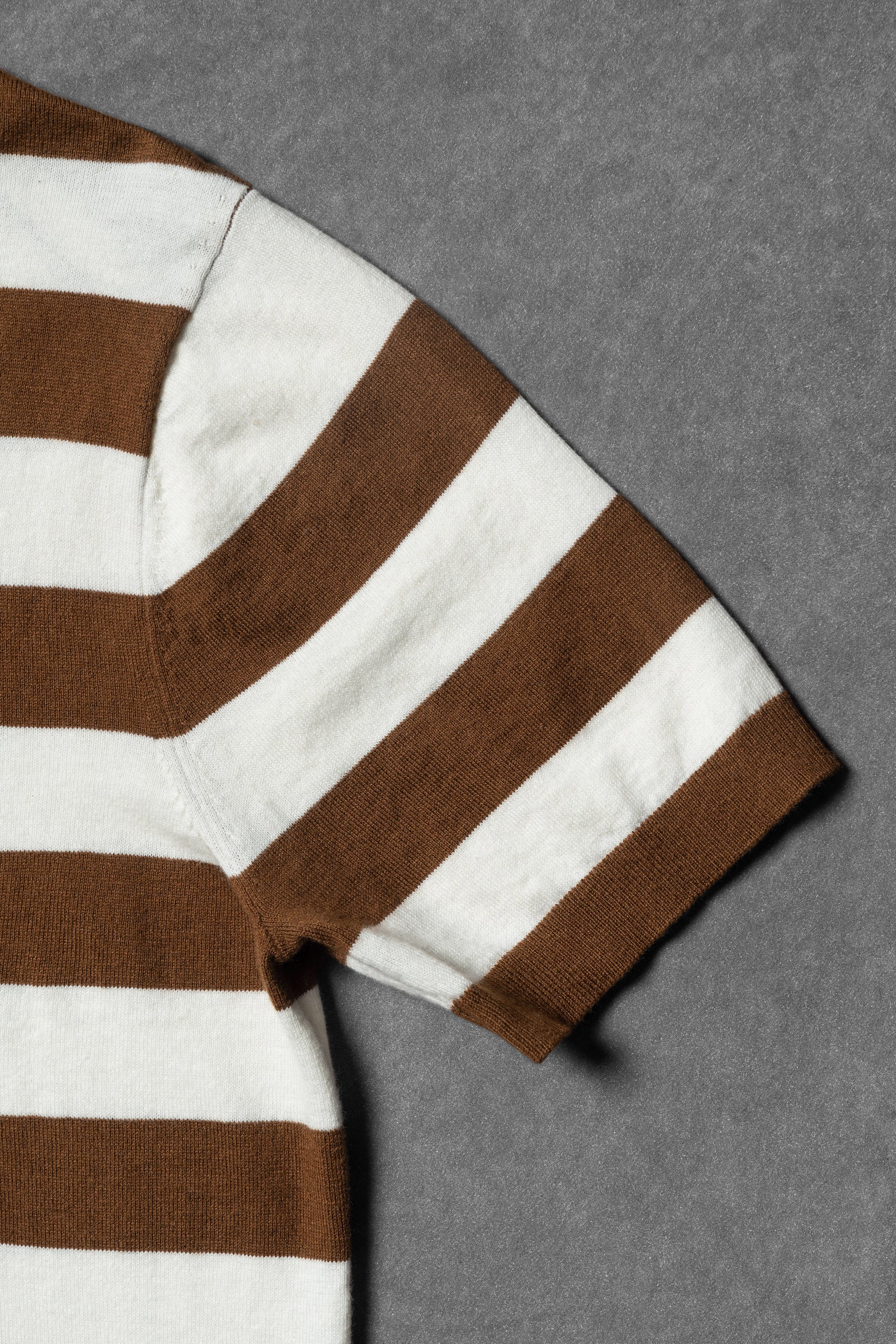 Navy / Tobacco Cotton Cashmere Knitted Breton Polo