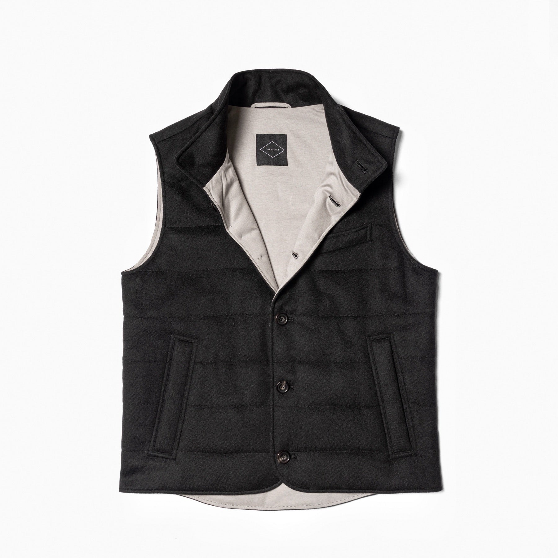 Black Wool Silk Gilet #320
