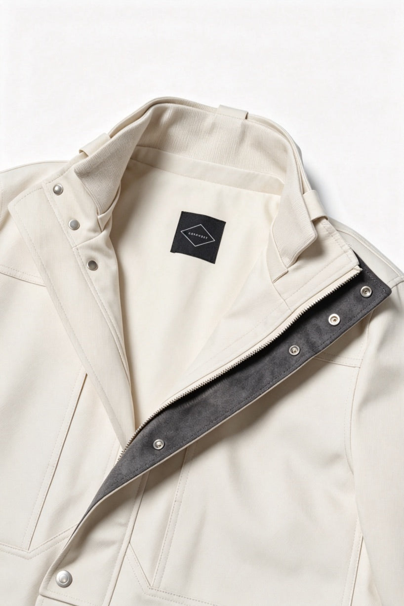 Beige Waterproof Cotton Racing Jacket #370