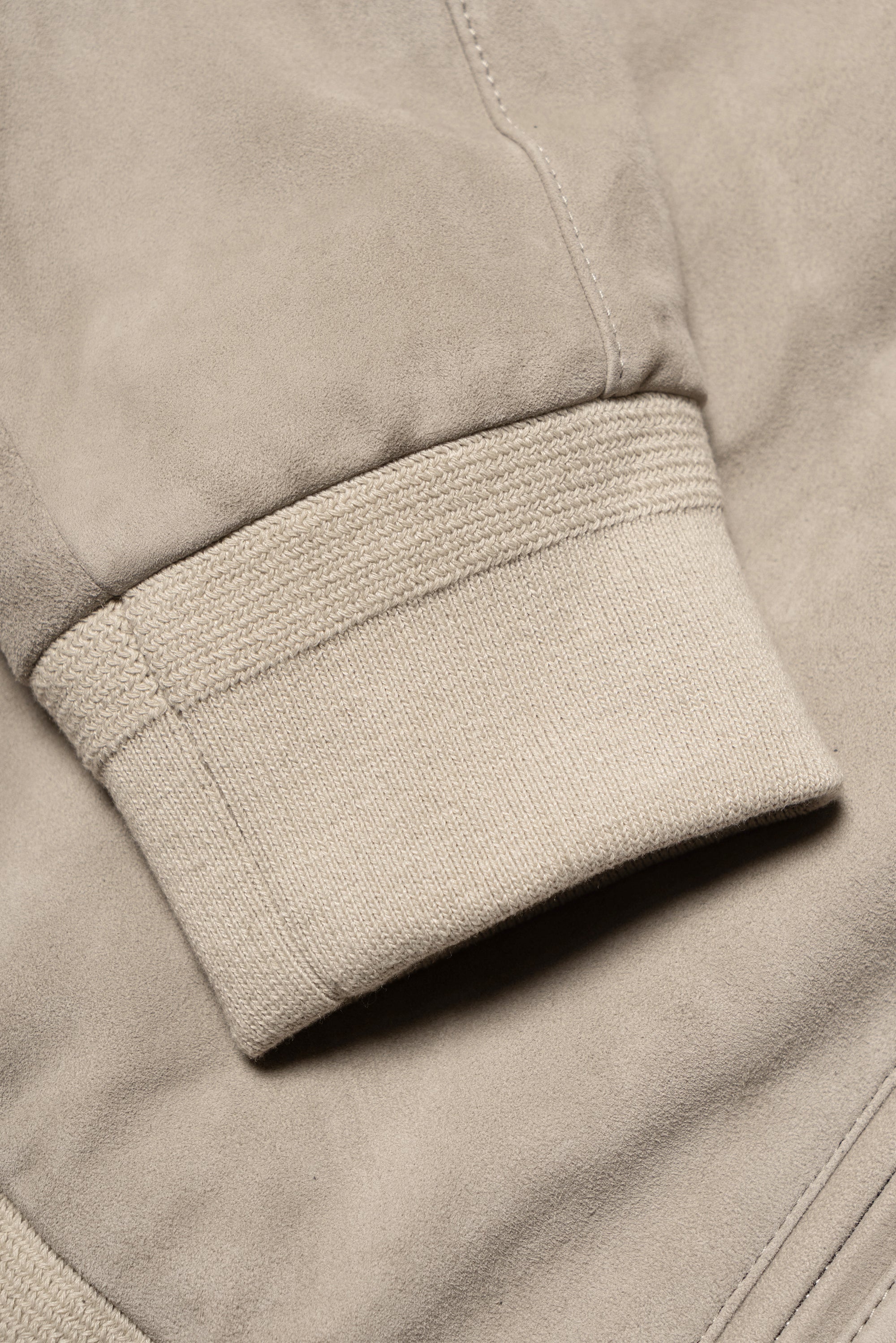 Stone Sheepskin Suede Bomber Jacket