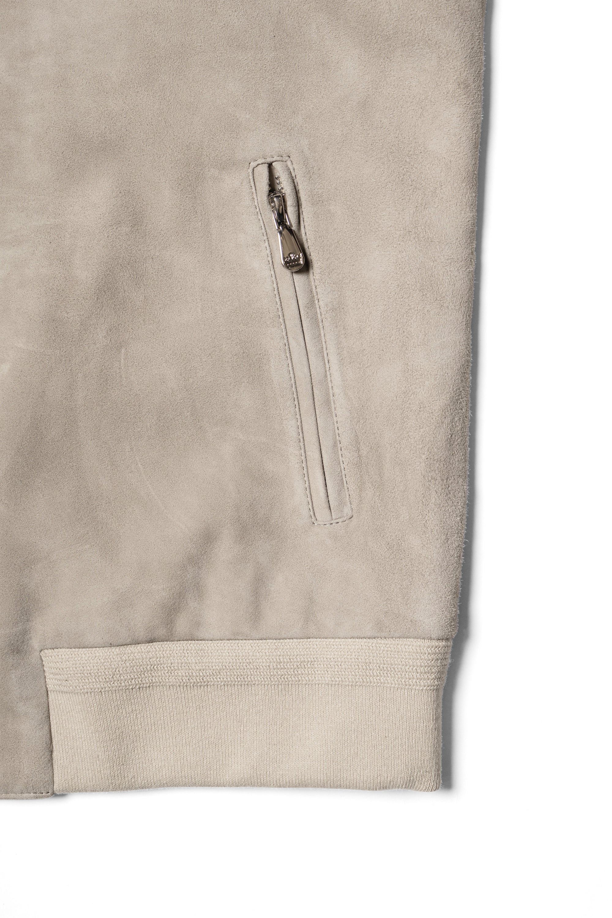 Stone Sheepskin Suede Bomber Jacket