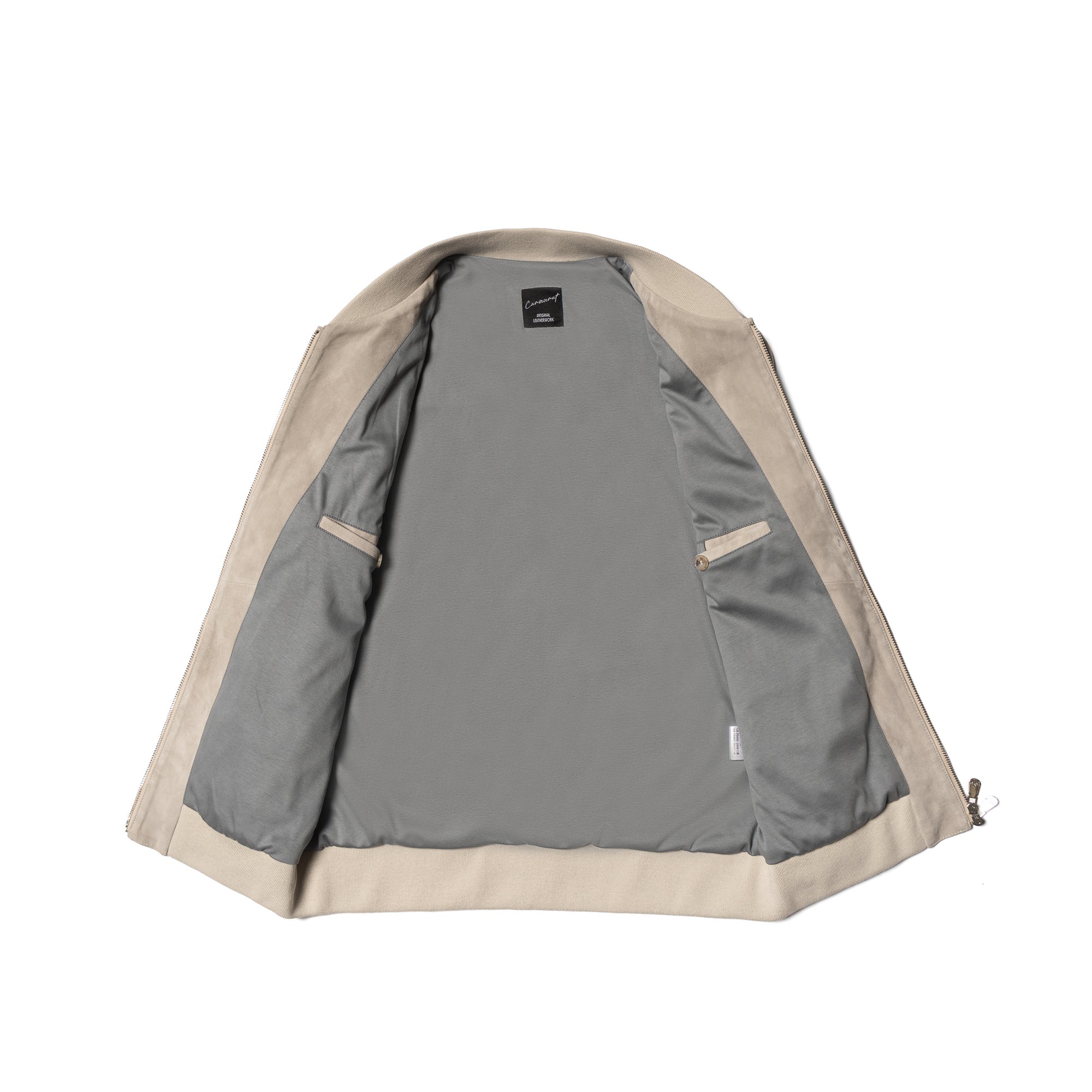 Stone Sheepskin Suede Bomber Jacket