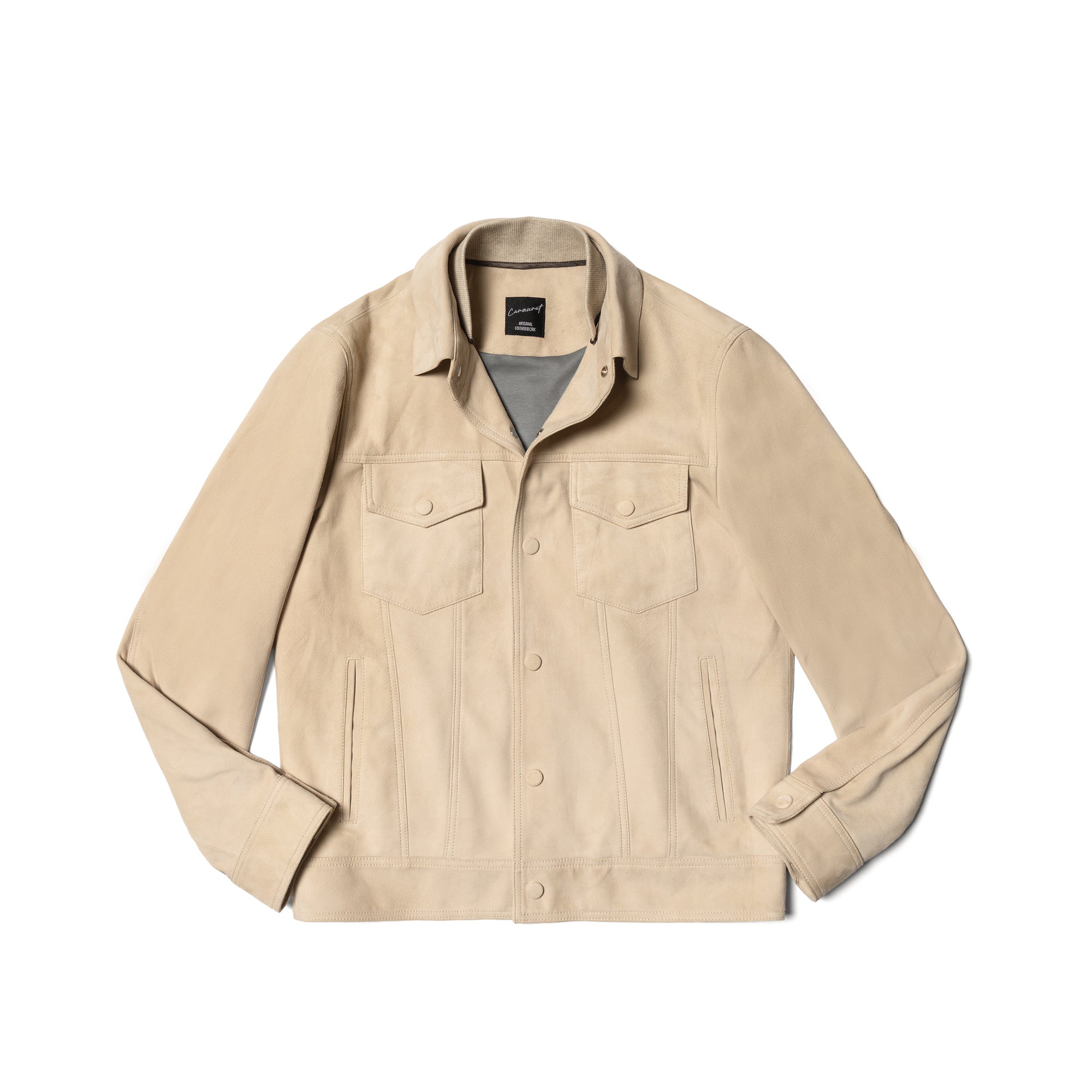 Light Camel Sheepskin Suede Blouson Jacket