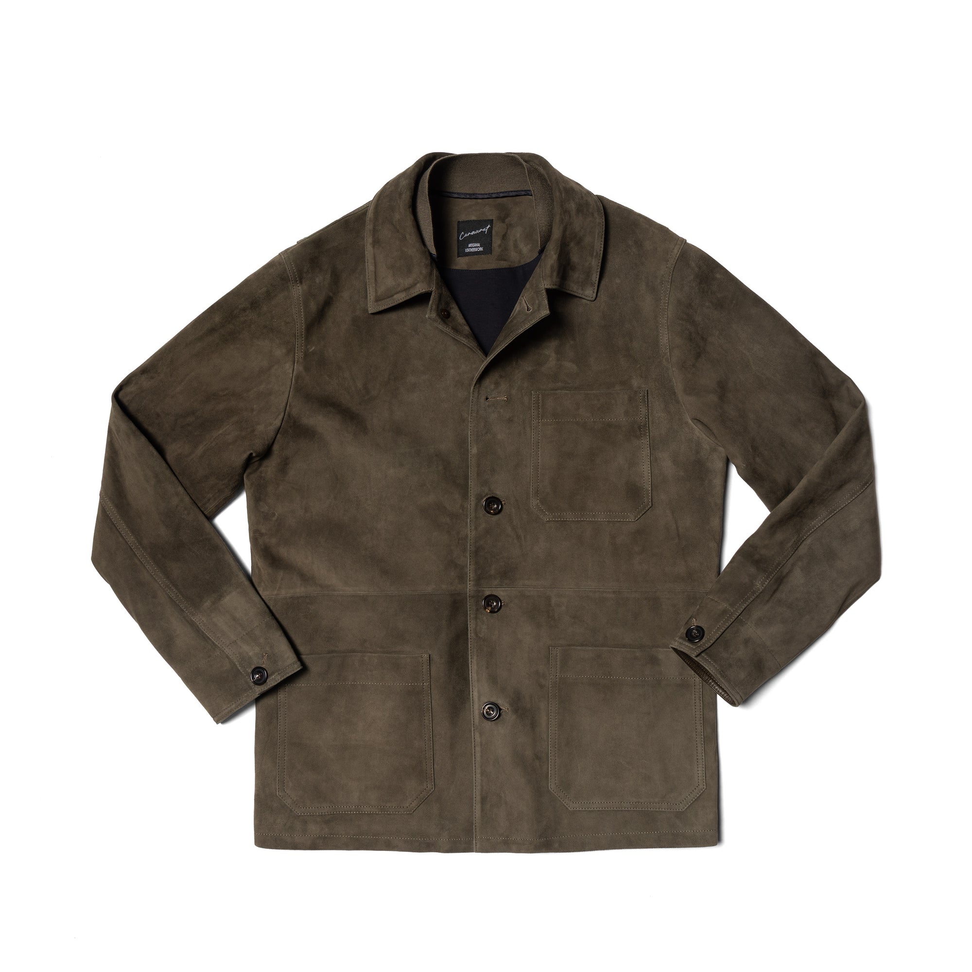 Olive Sheepskin Suede Chore Jacket