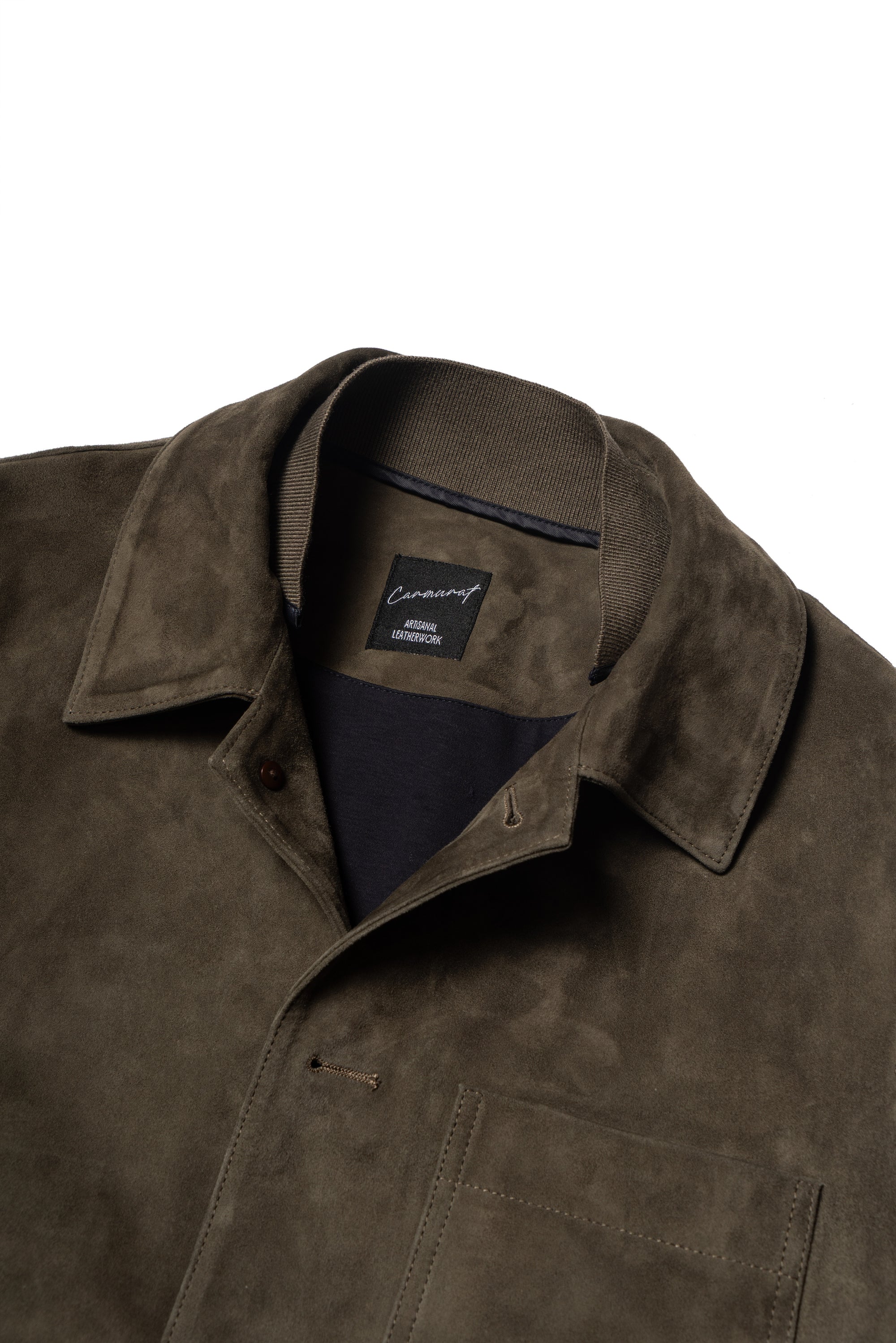 Olive Sheepskin Suede Chore Jacket