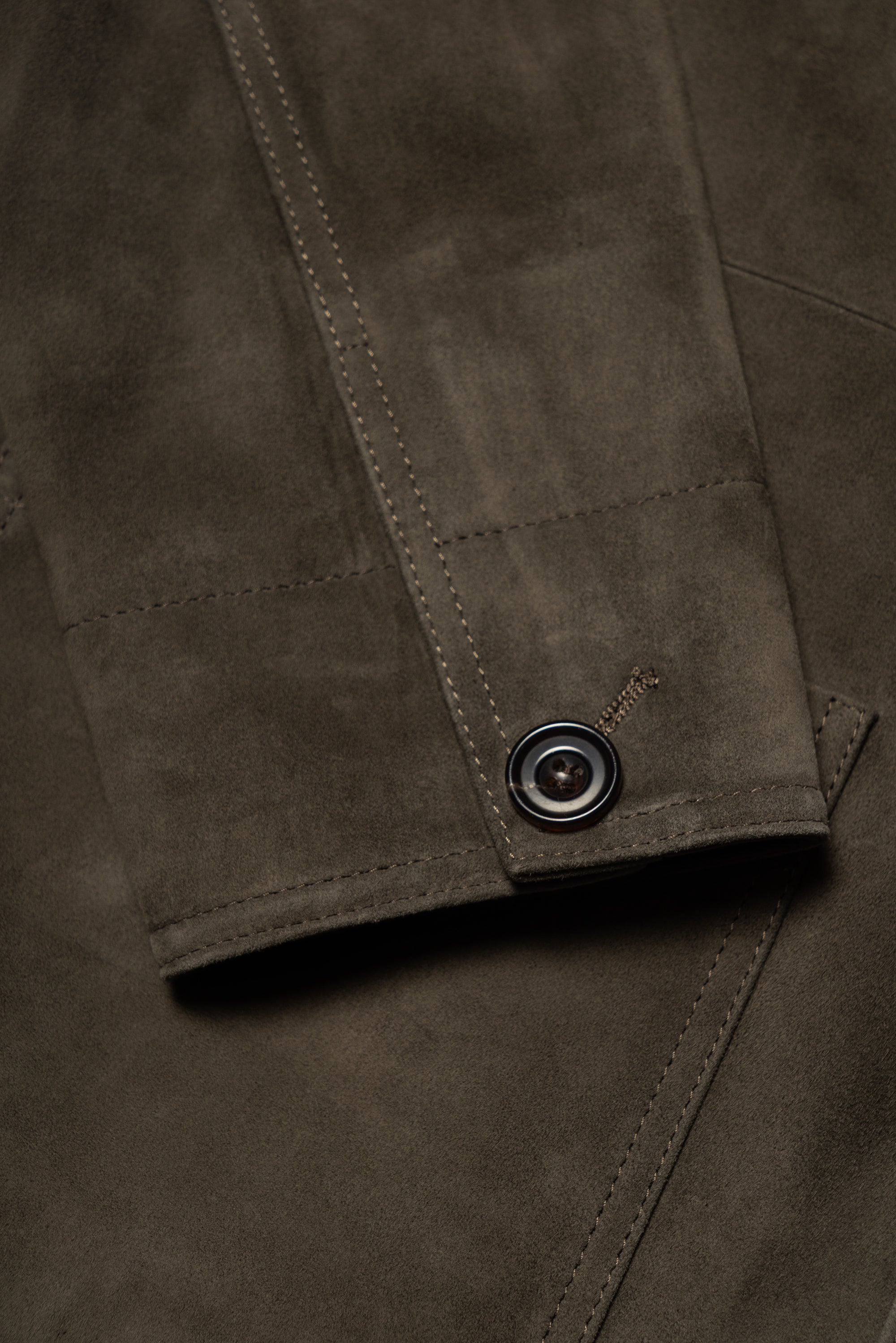 Olive Sheepskin Suede Chore Jacket