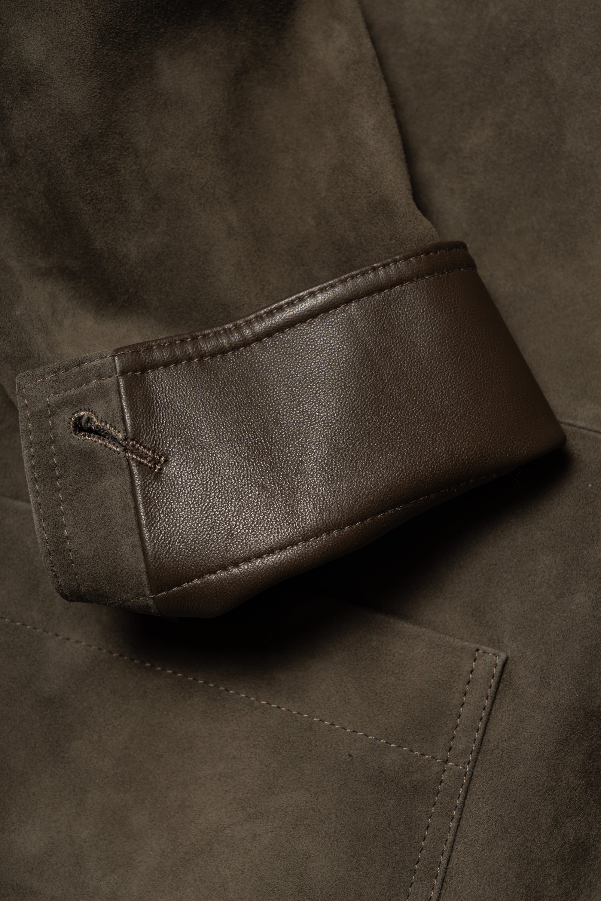 Olive Sheepskin Suede Chore Jacket