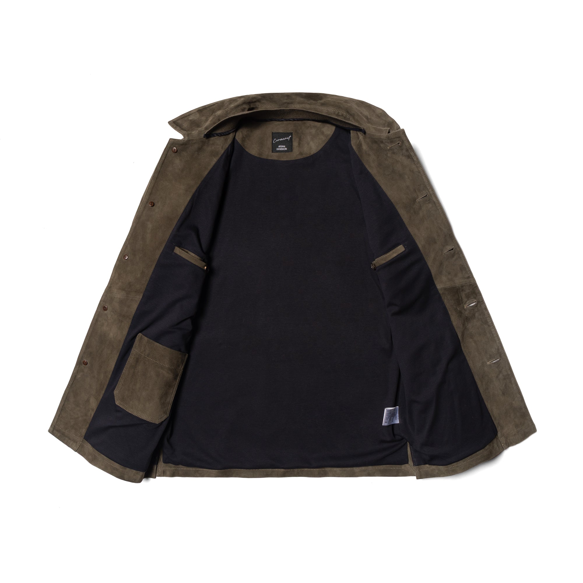 Olive Sheepskin Suede Chore Jacket