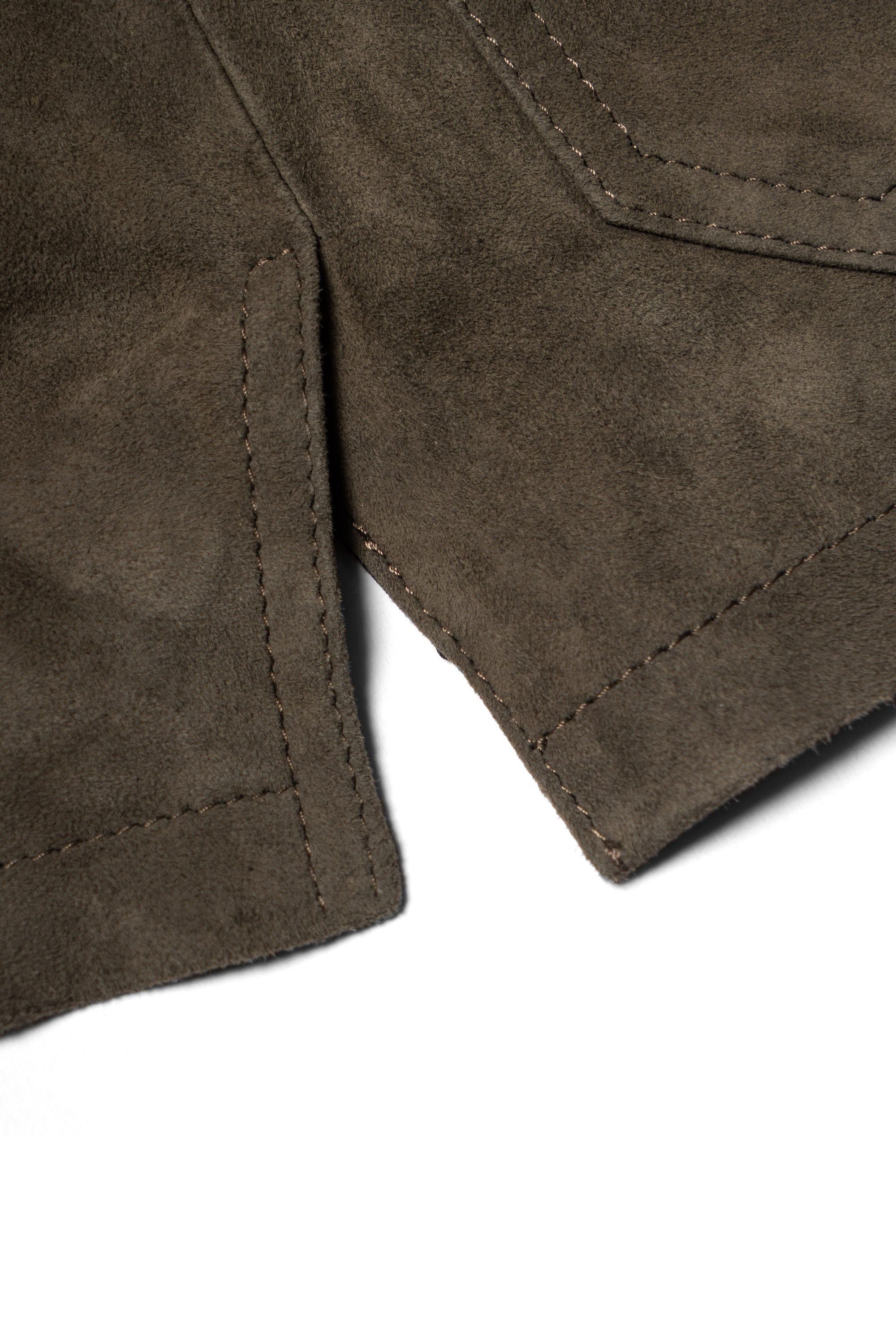 Olive Sheepskin Suede Chore Jacket