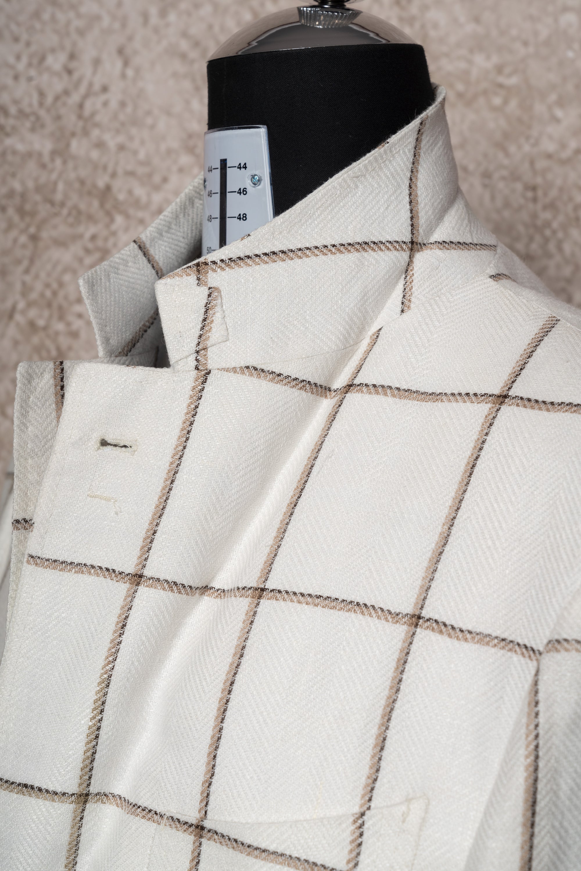 Beige Windowpane Linen Jacket #52