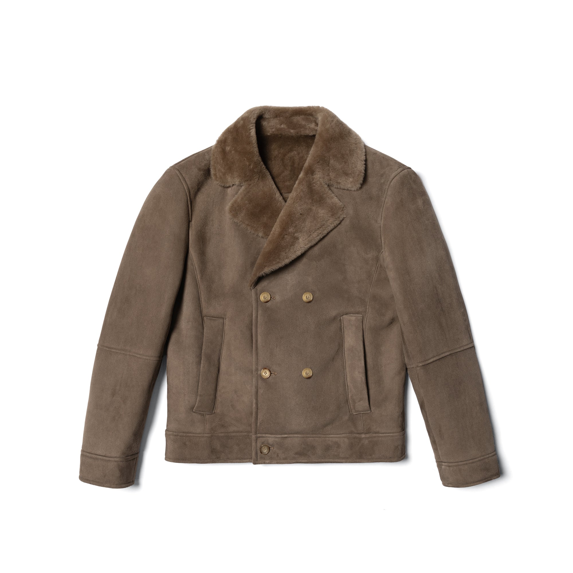 Mocha Lambskin Shearling Peacoat
