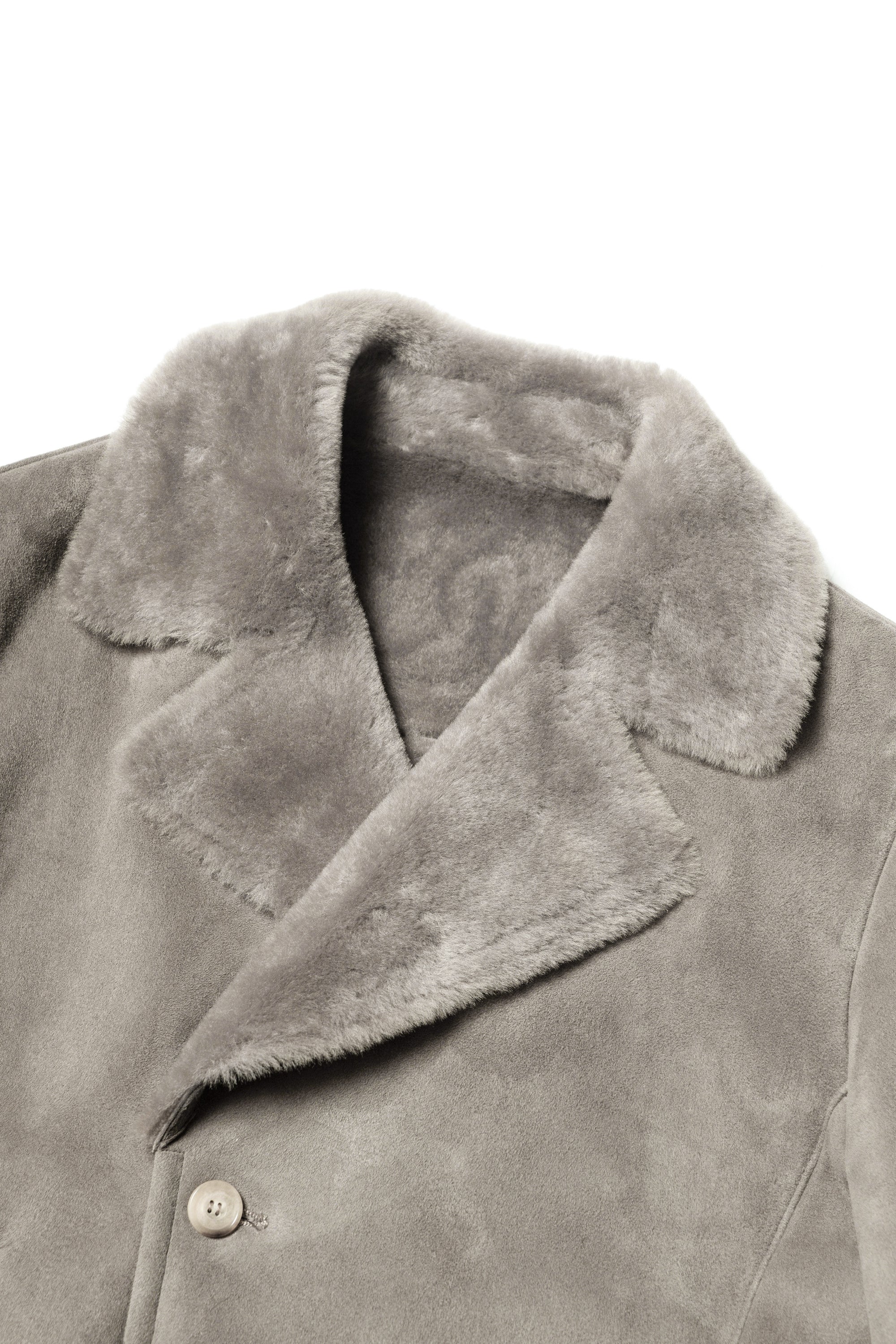 Stone Lambskin Shearling Peacoat