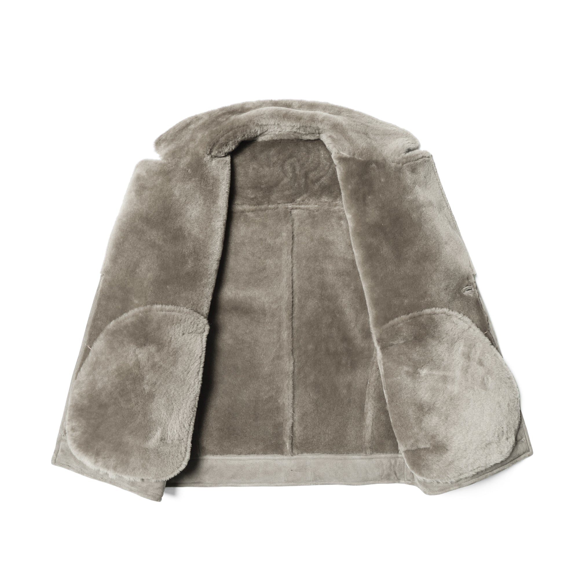 Stone Lambskin Shearling Peacoat