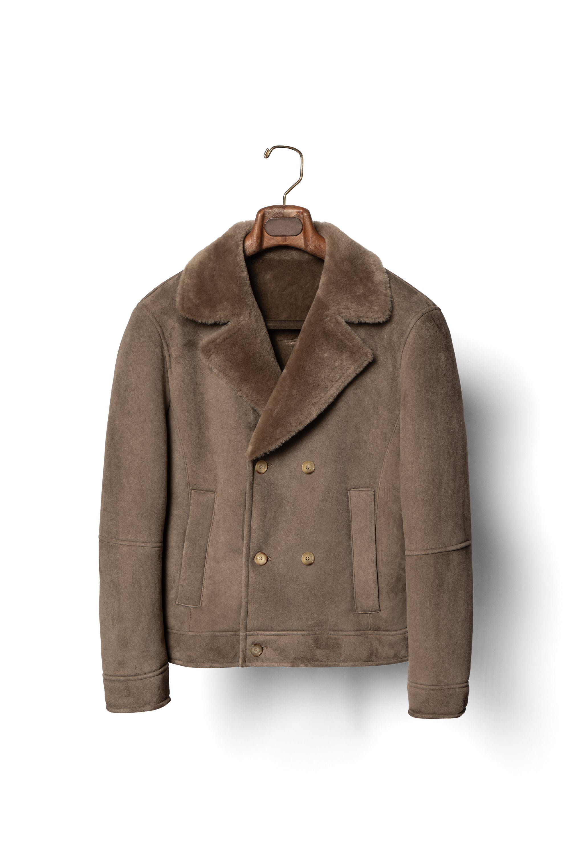 Mocha Lambskin Shearling Peacoat