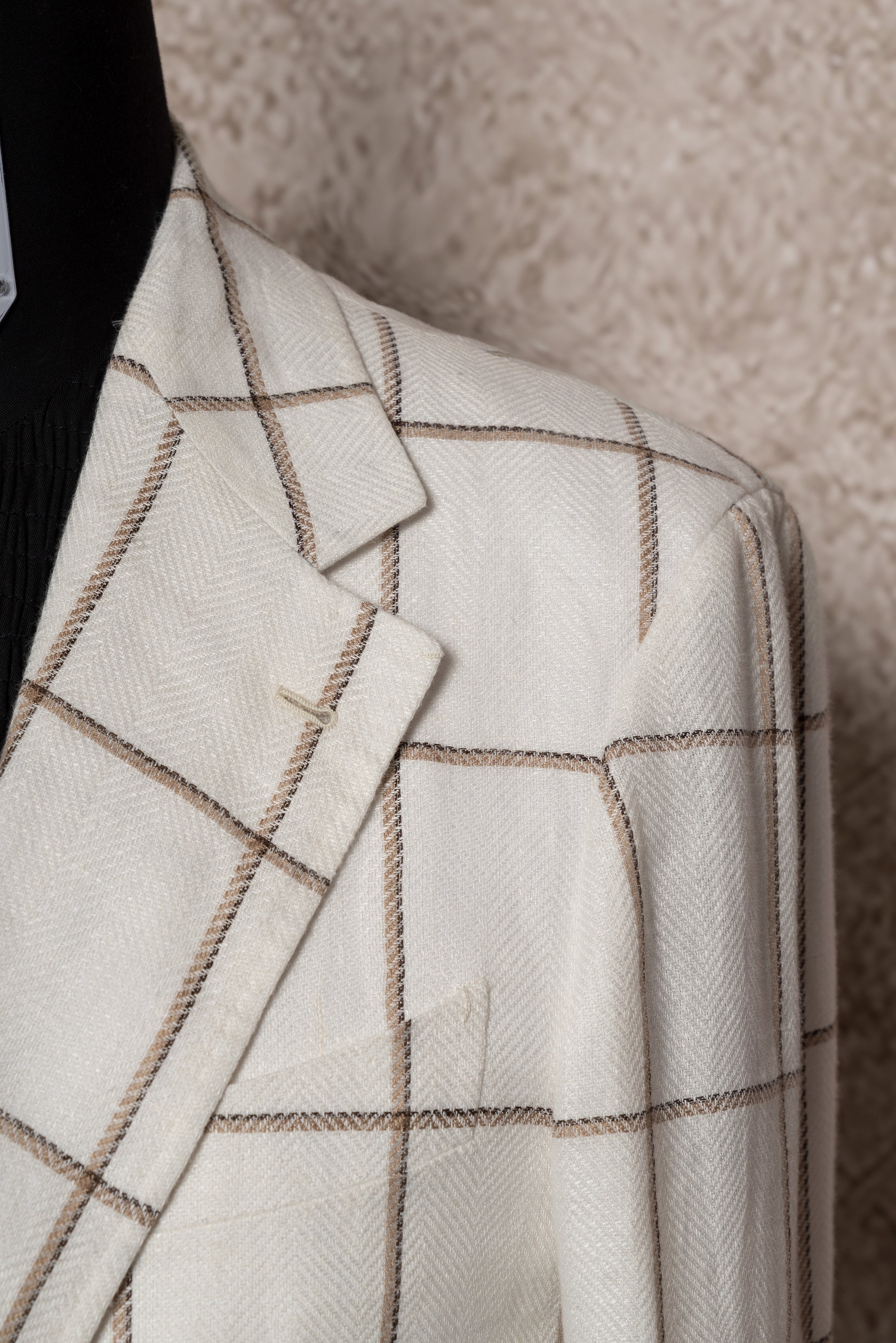 Beige Windowpane Linen Jacket #52