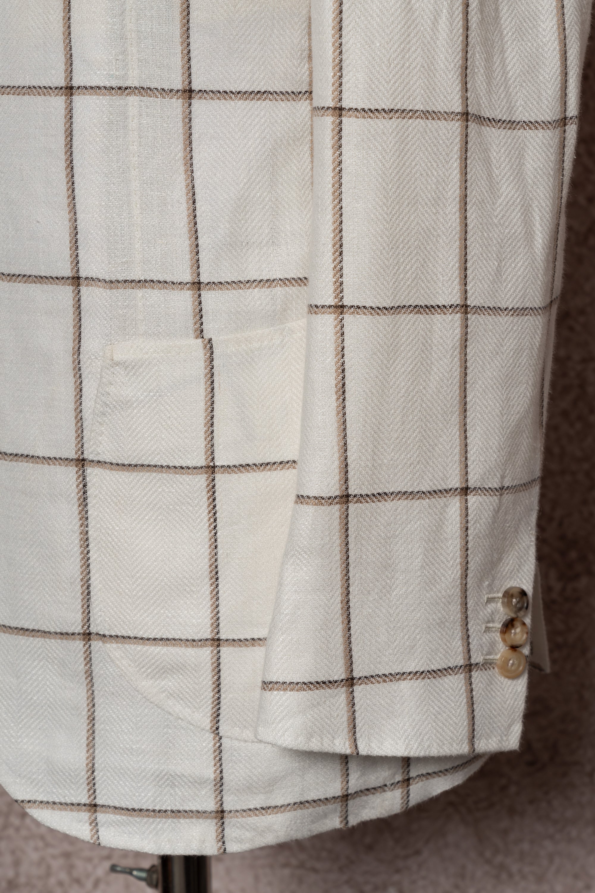 Beige Windowpane Linen Jacket #52