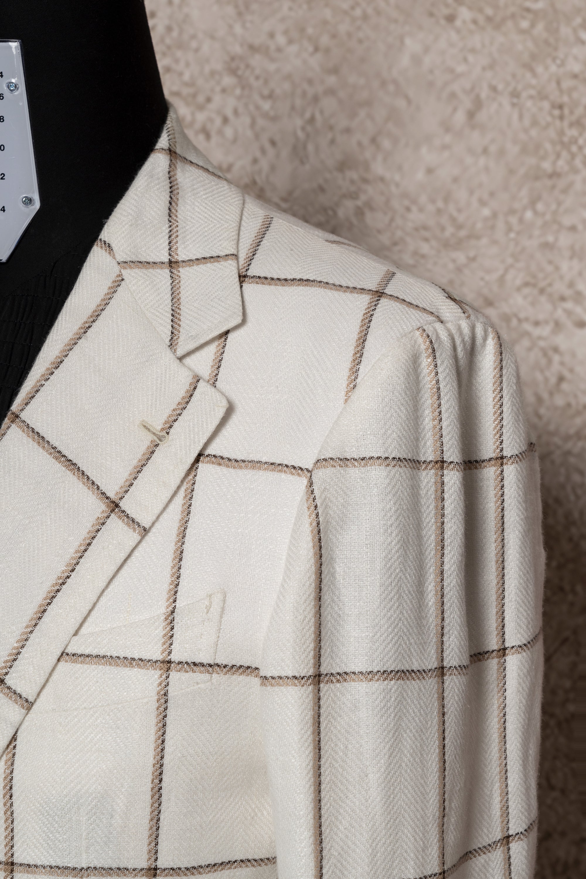 Beige Windowpane Linen Jacket #52