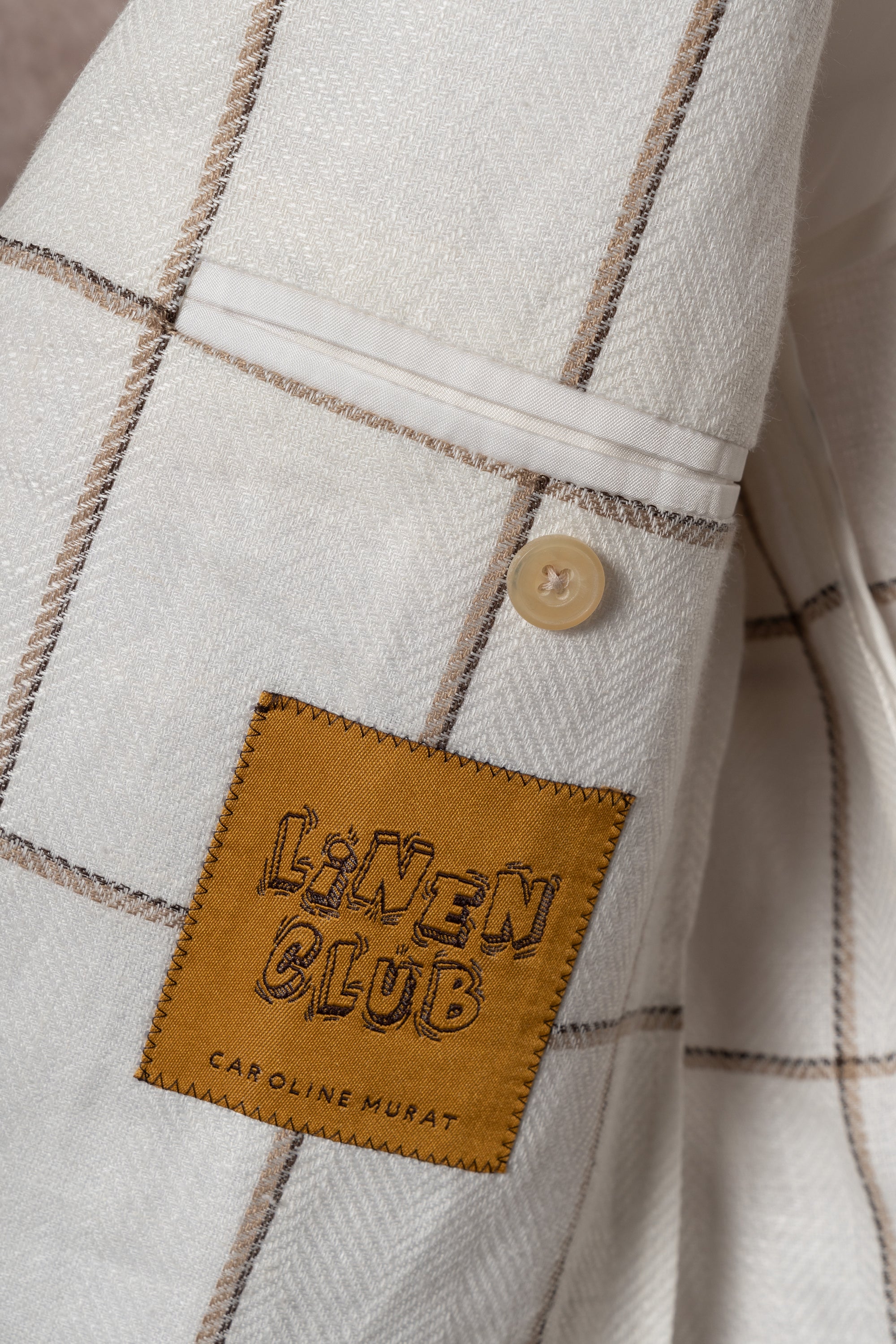 Beige Windowpane Linen Jacket #52