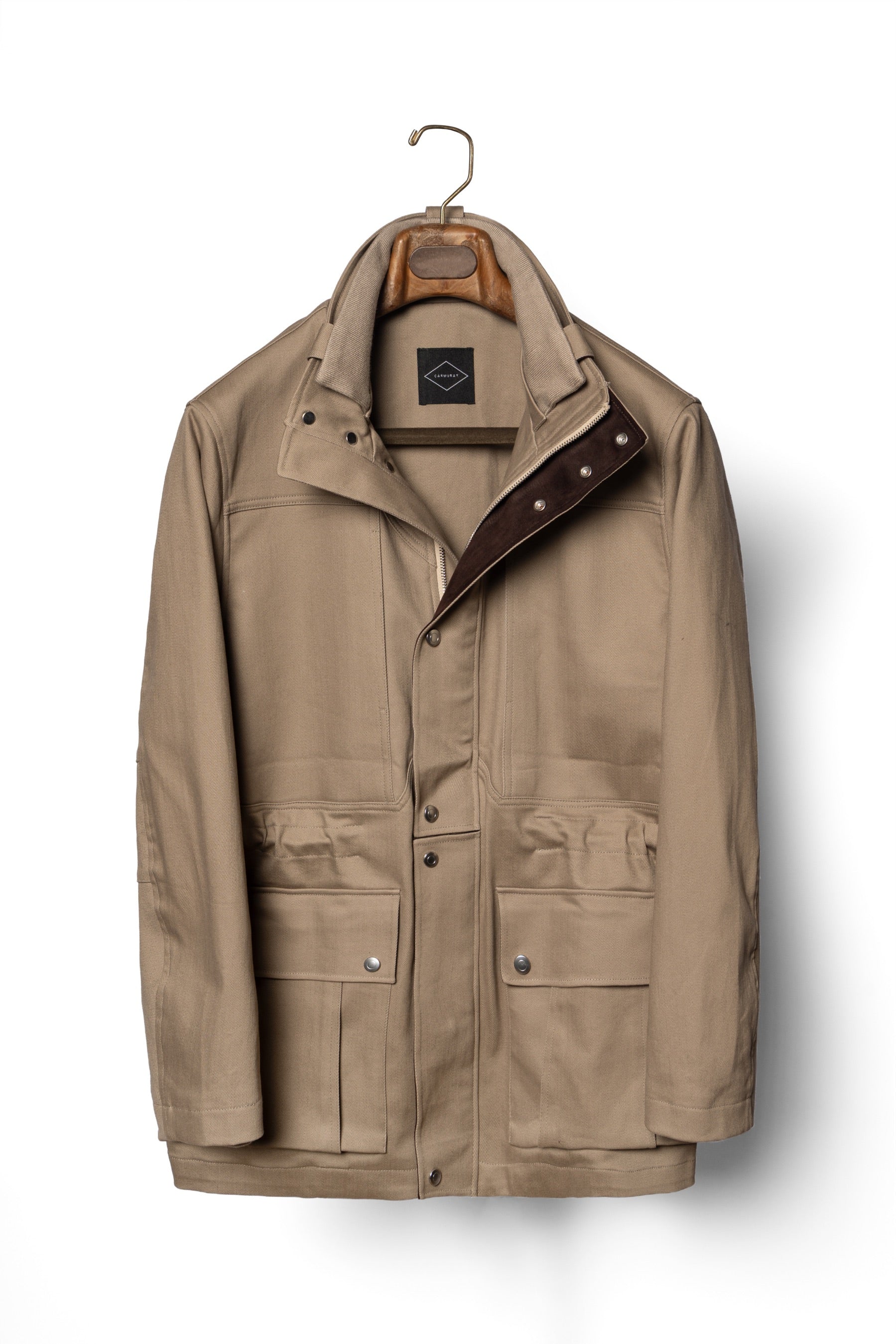 Taupe Waterproof Cotton Racing Jacket #368