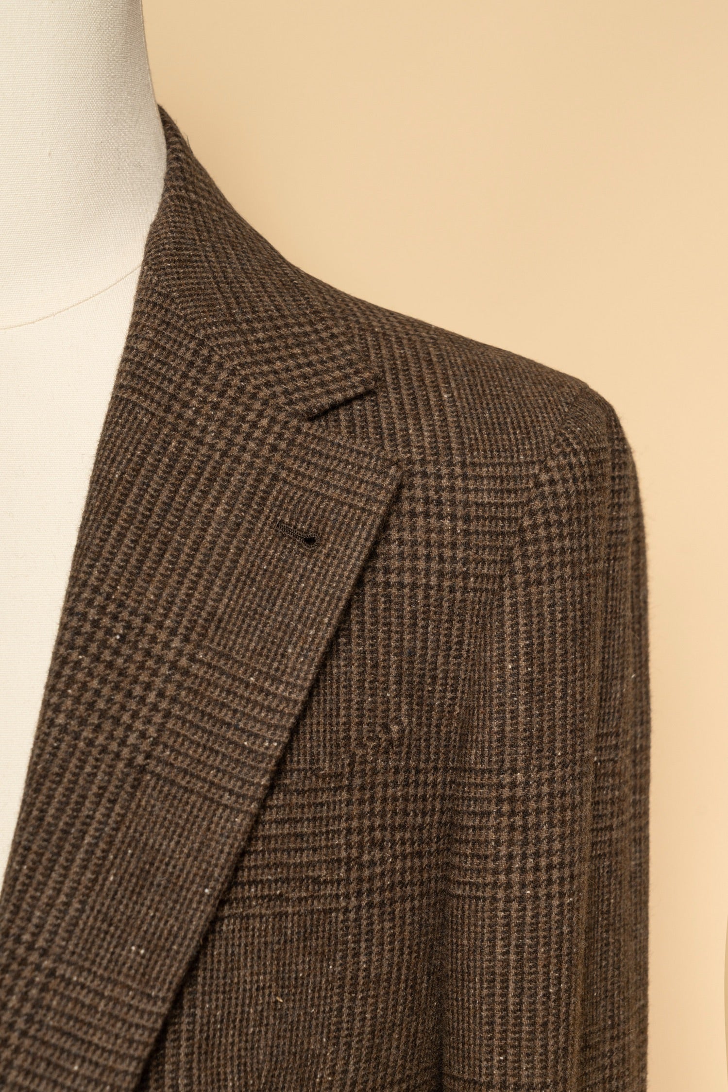 Brown Glen Check Wool Silk Tweed Jacket #931