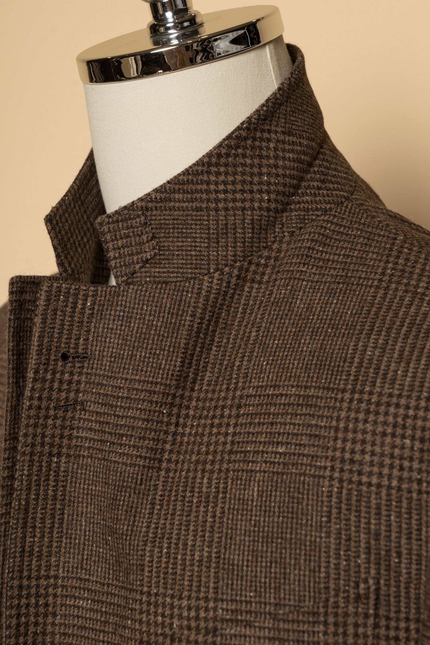 Brown Glen Check Wool Silk Tweed Jacket #931