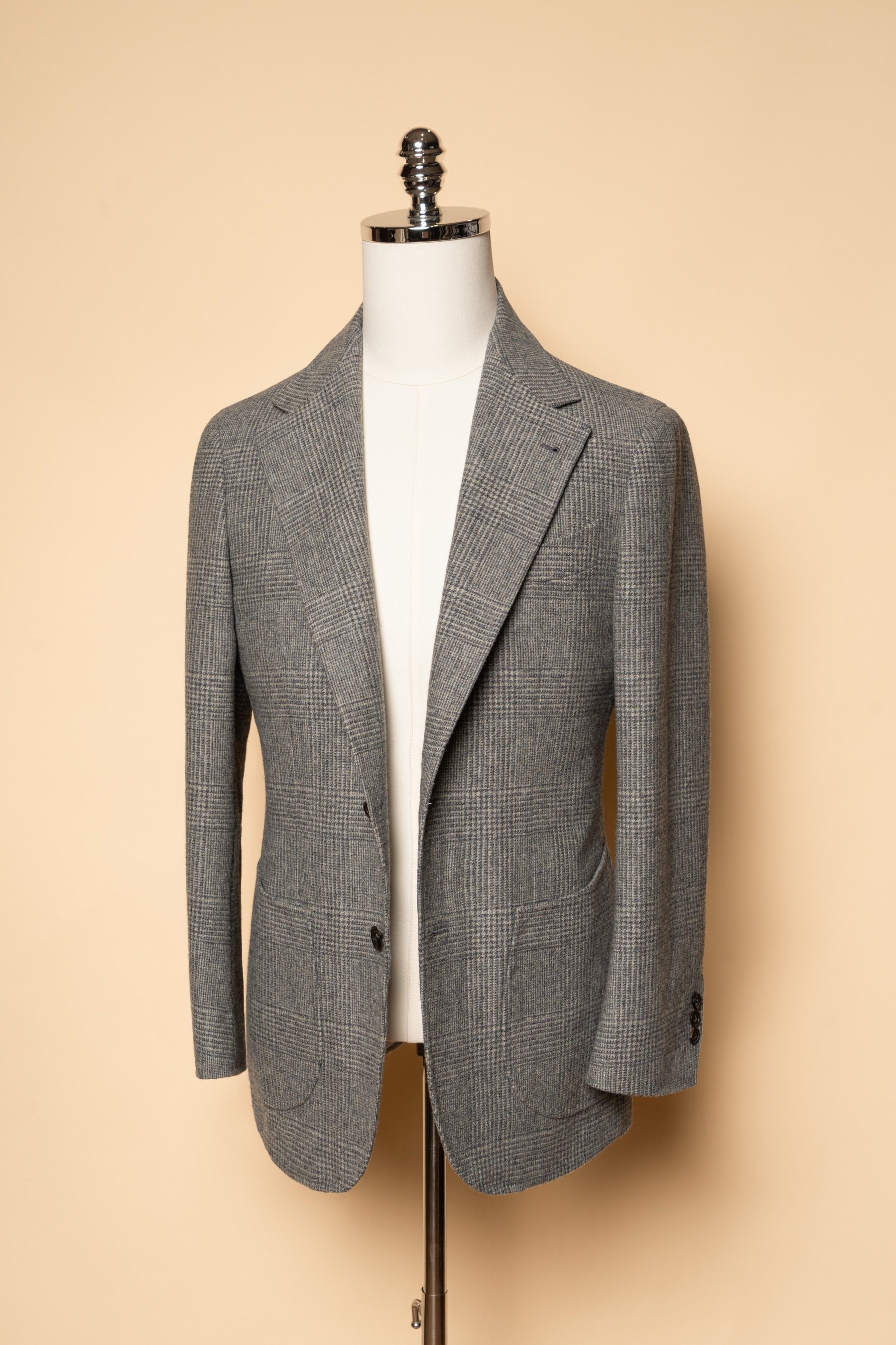 Grey Glen Check Wool Silk Tweed Jacket #929