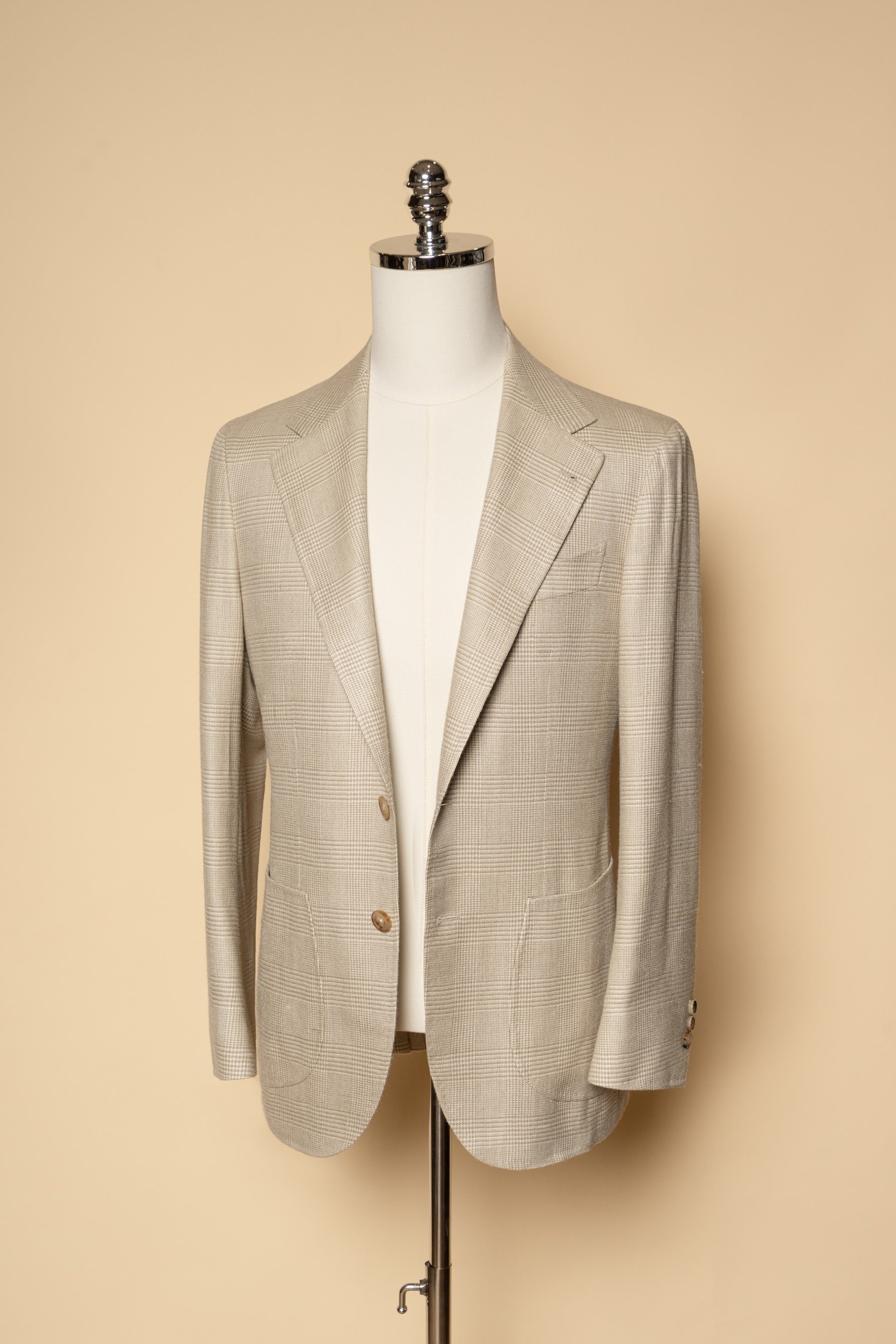 Light Camel Glen Check Silk Jacket #936