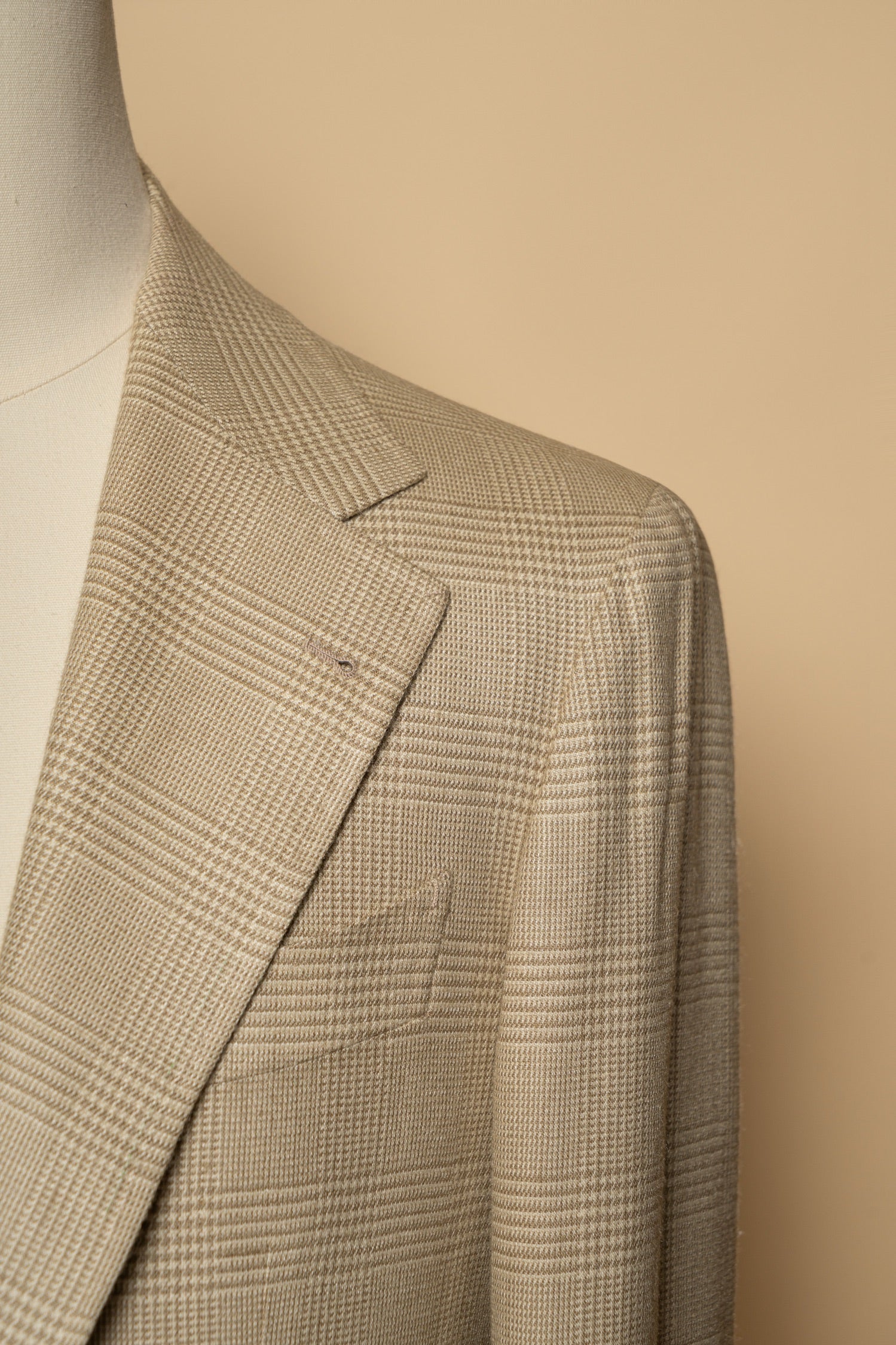 Light Camel Glen Check Silk Jacket #936