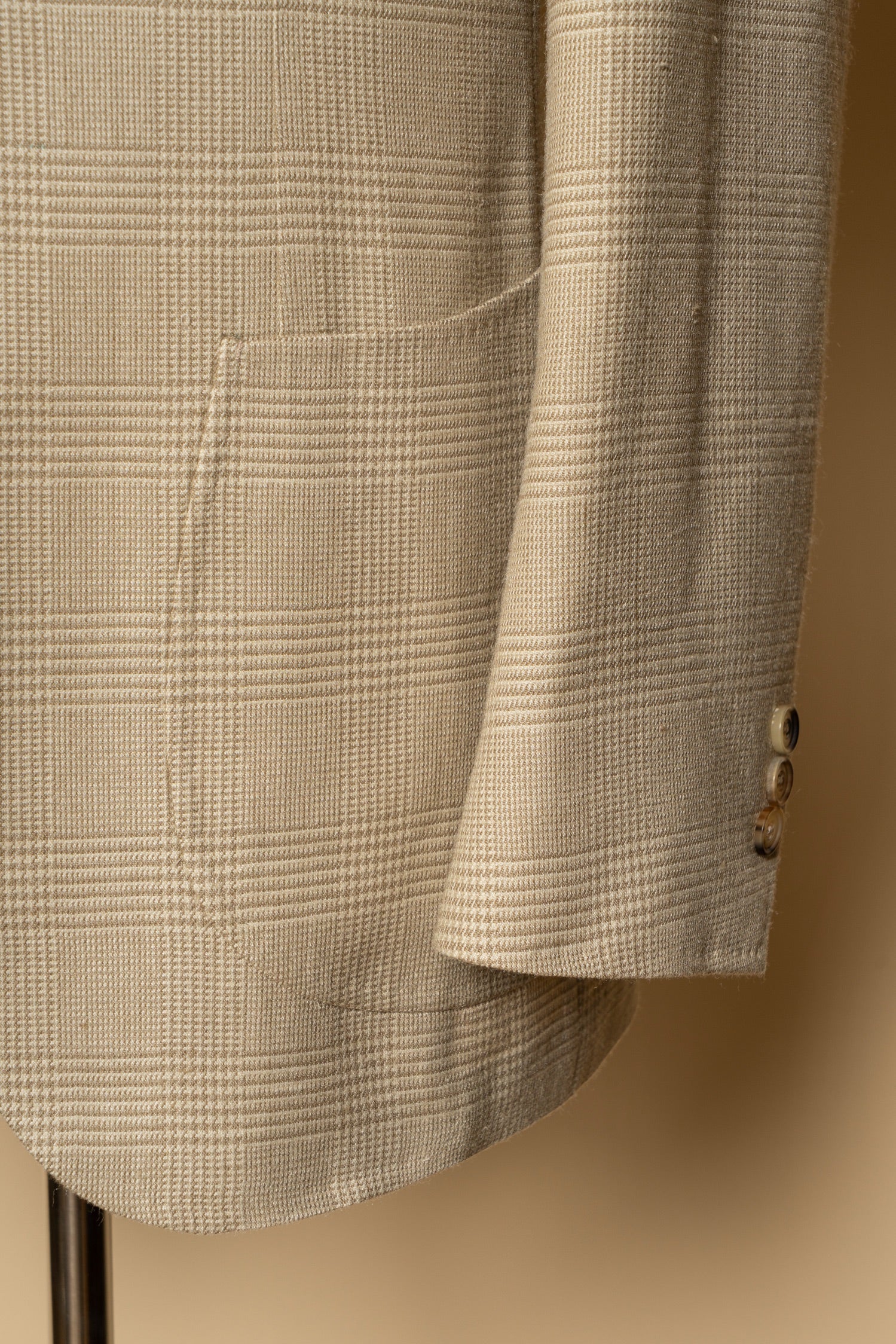 Light Camel Glen Check Silk Jacket #936