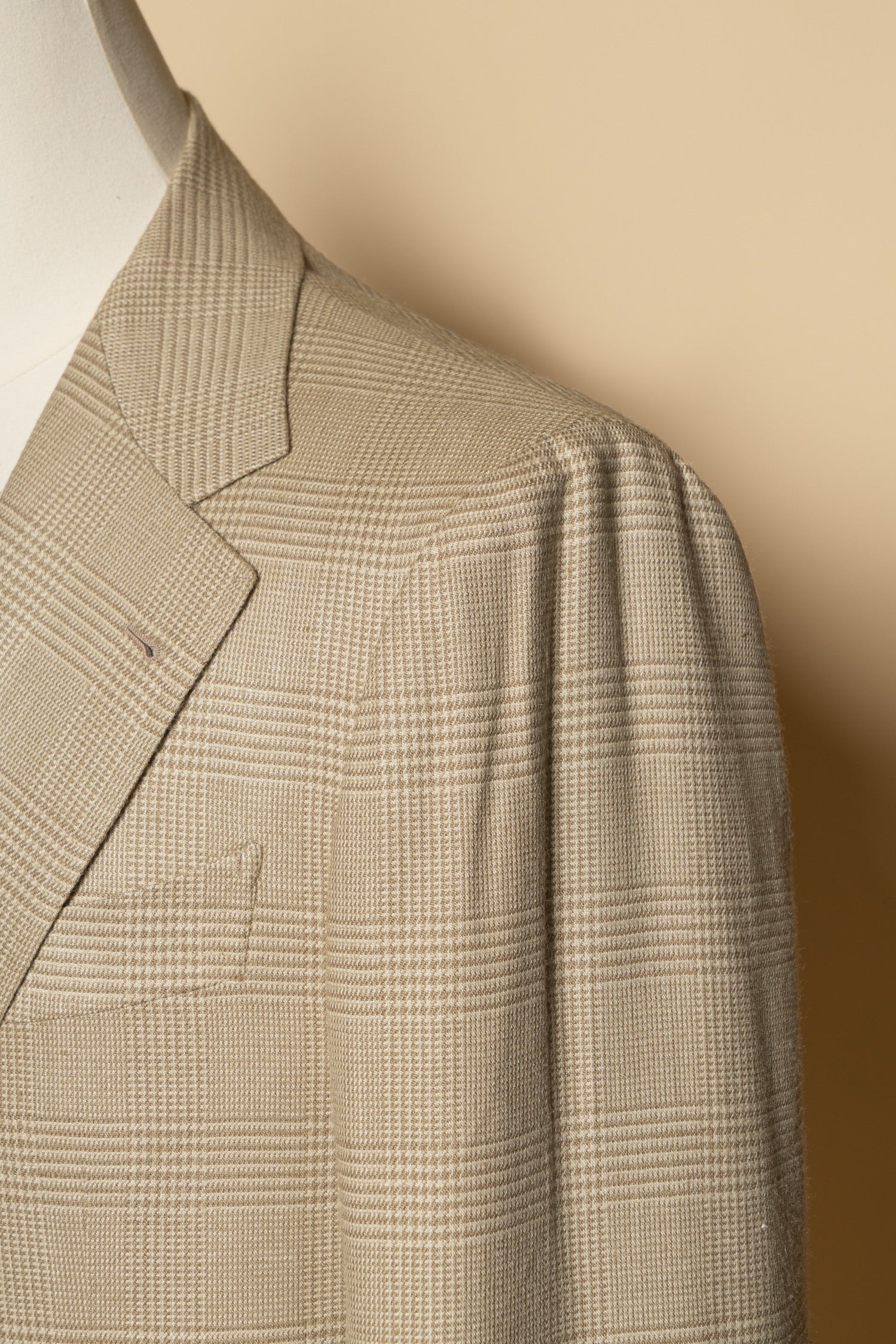 Light Camel Glen Check Silk Jacket #936