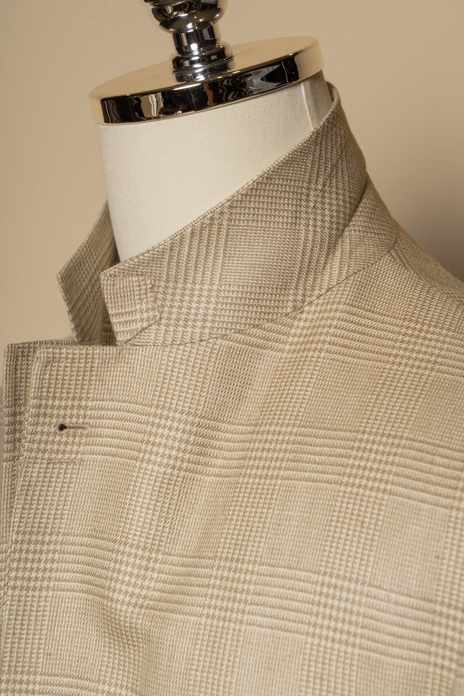 Light Camel Glen Check Silk Jacket #936