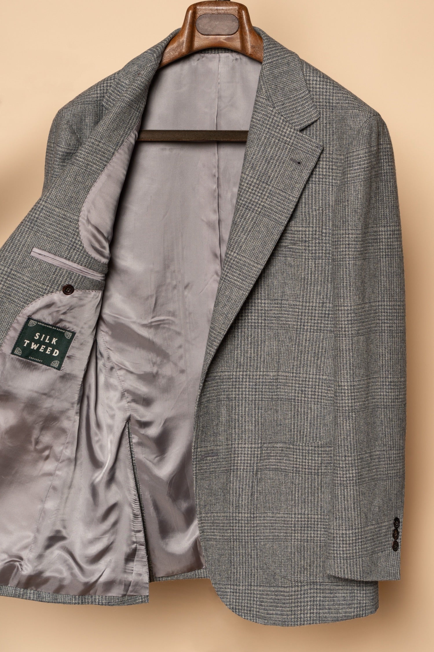 Grey Glen Check Wool Silk Tweed Jacket #929