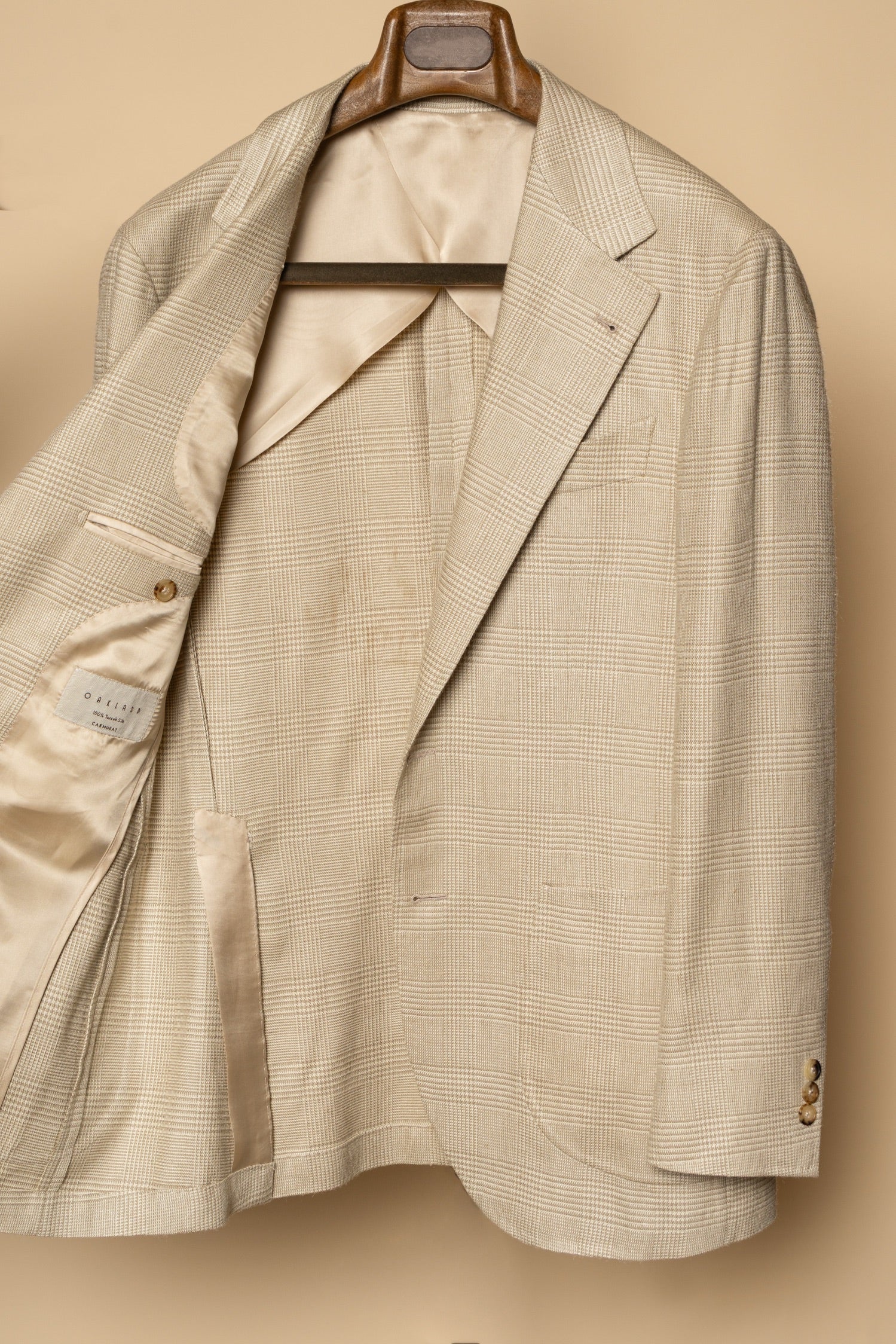 Light Camel Glen Check Silk Jacket #936
