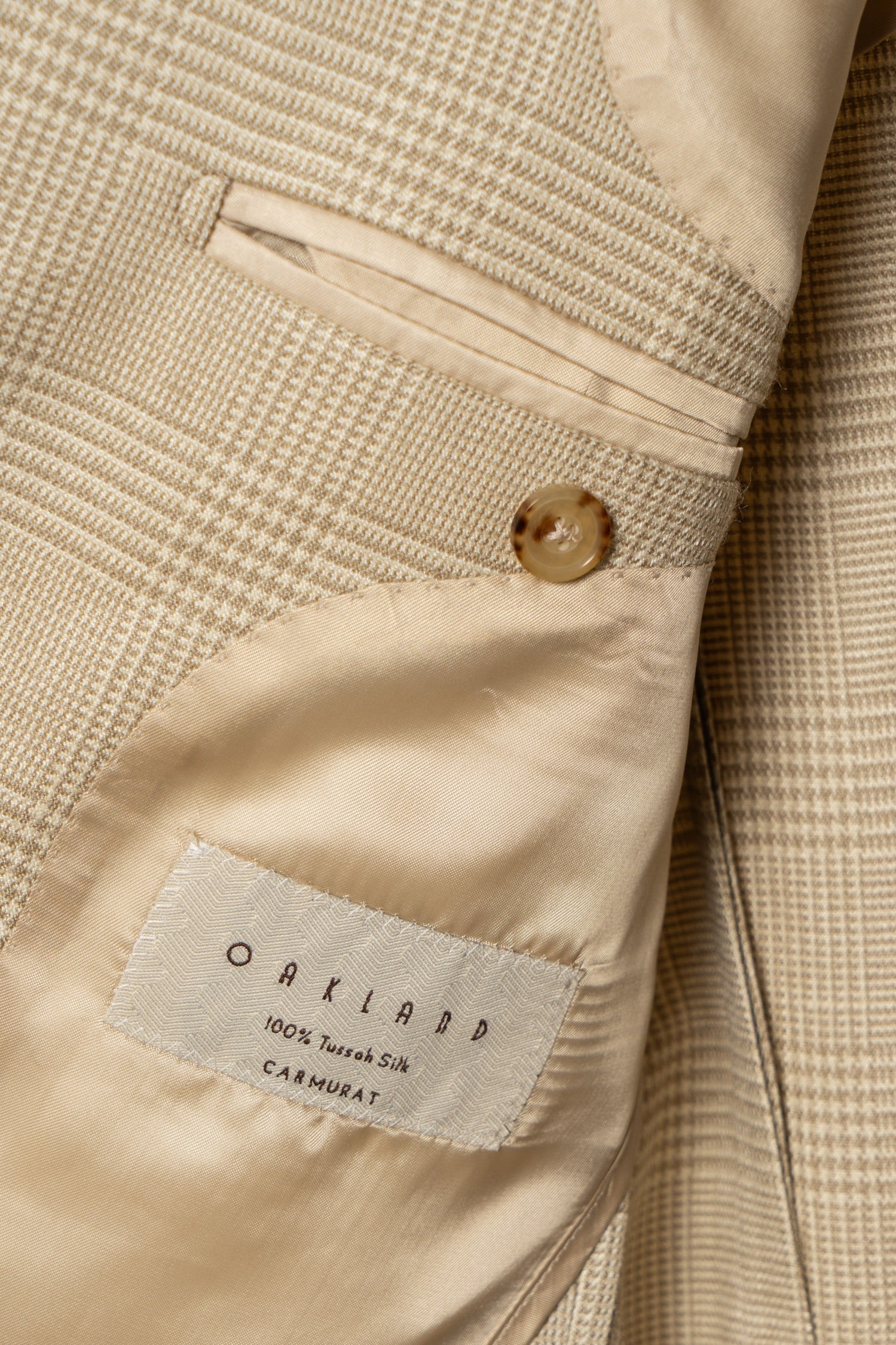 Light Camel Glen Check Silk Jacket #936
