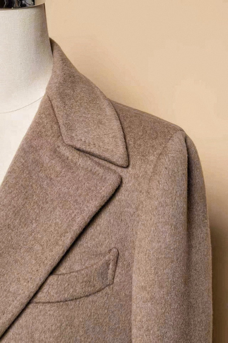 Light Brown Wool Polo Coat #854