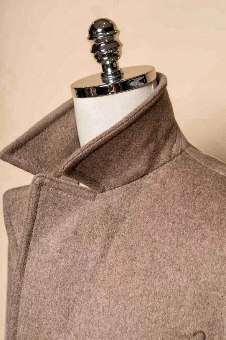 Light Brown Wool Polo Coat #854