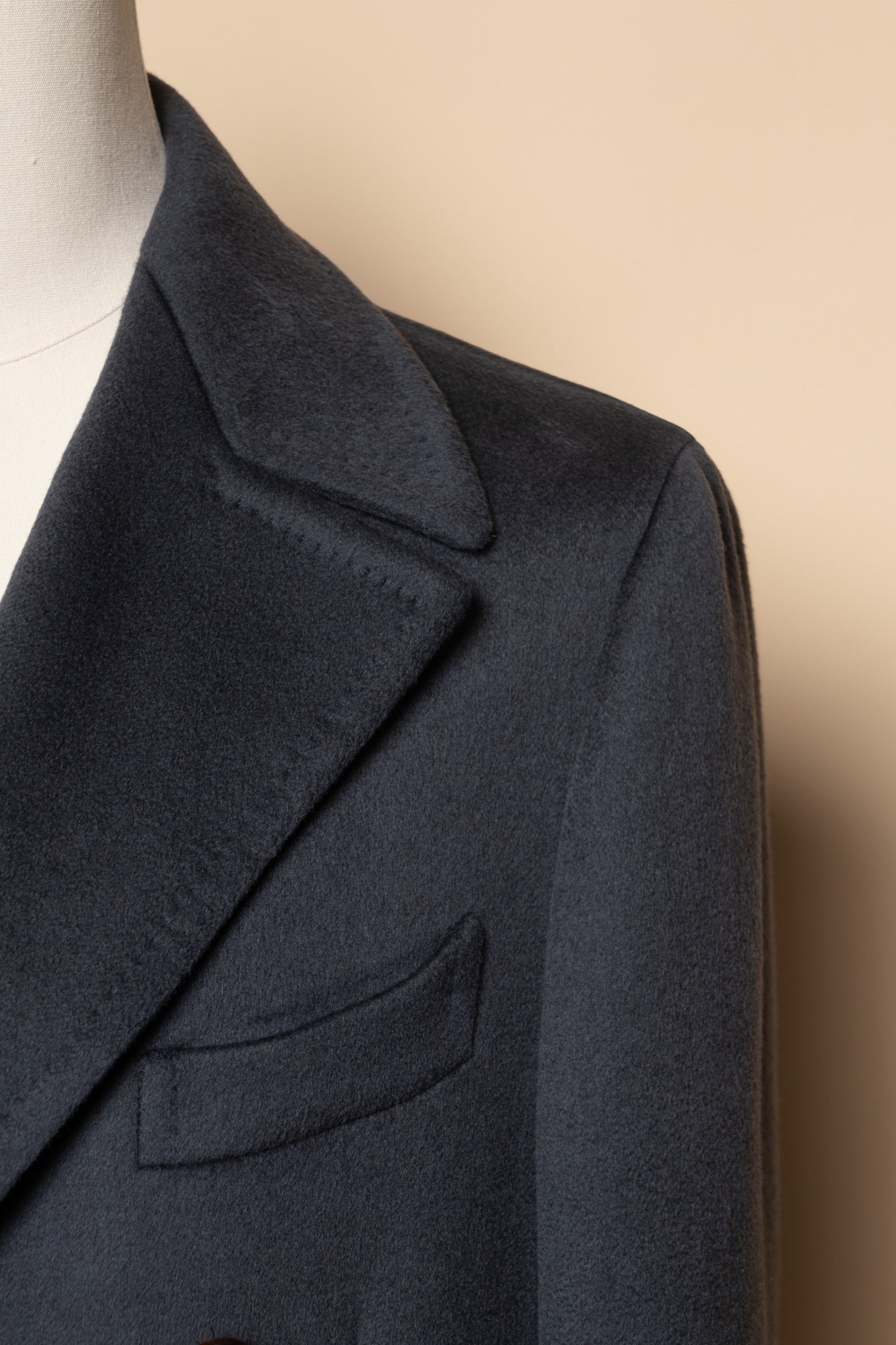 MTO Steel Blue Cashmere Polo Coat #825