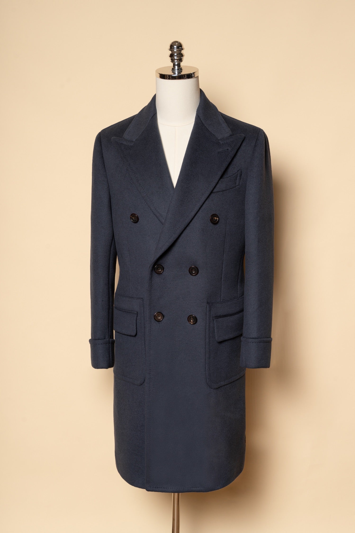 Greyish Blue Wool Polo Coat #858