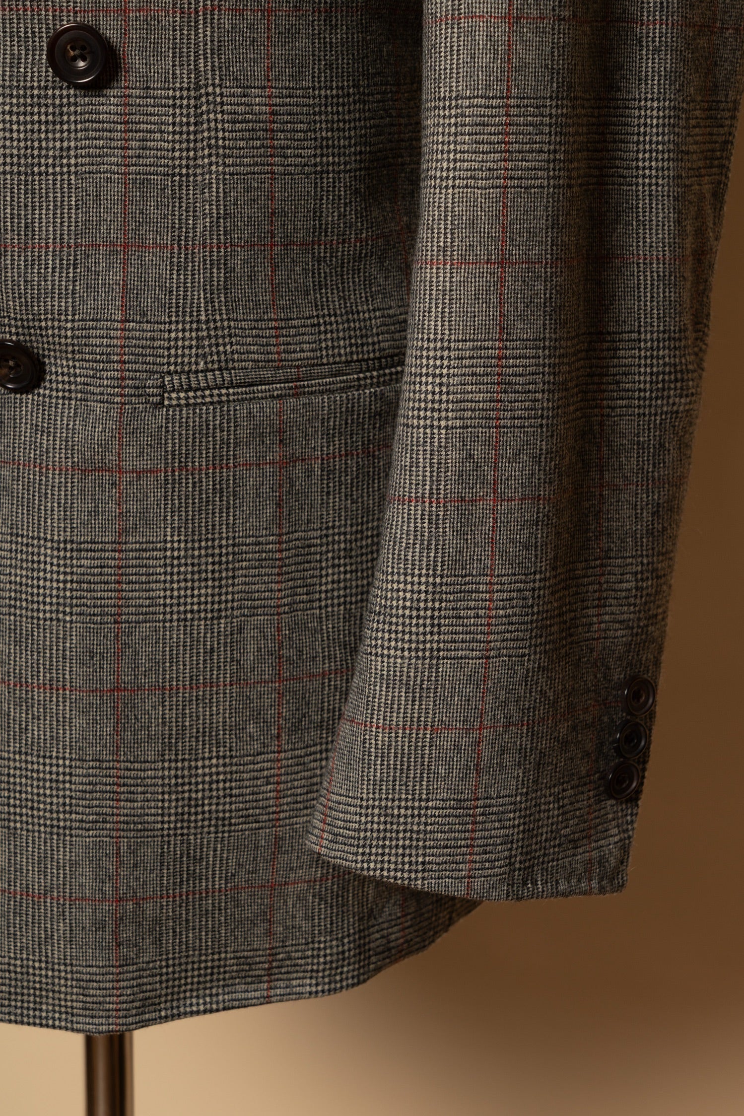MTO Glen Check Red Overcheck Worsted Flannel Suit #634