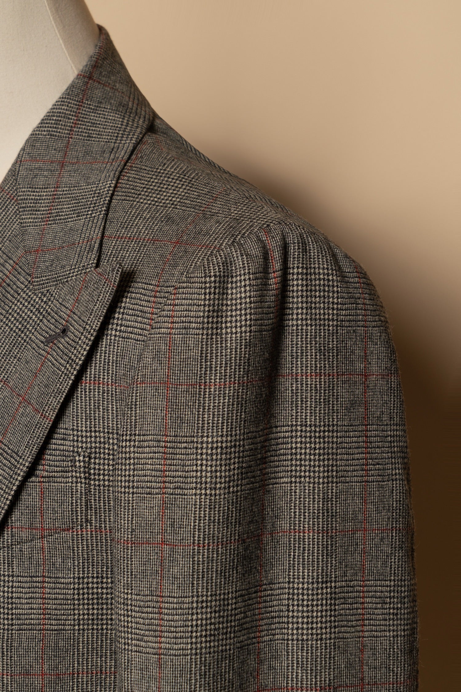 MTO Glen Check Red Overcheck Worsted Flannel Suit #634