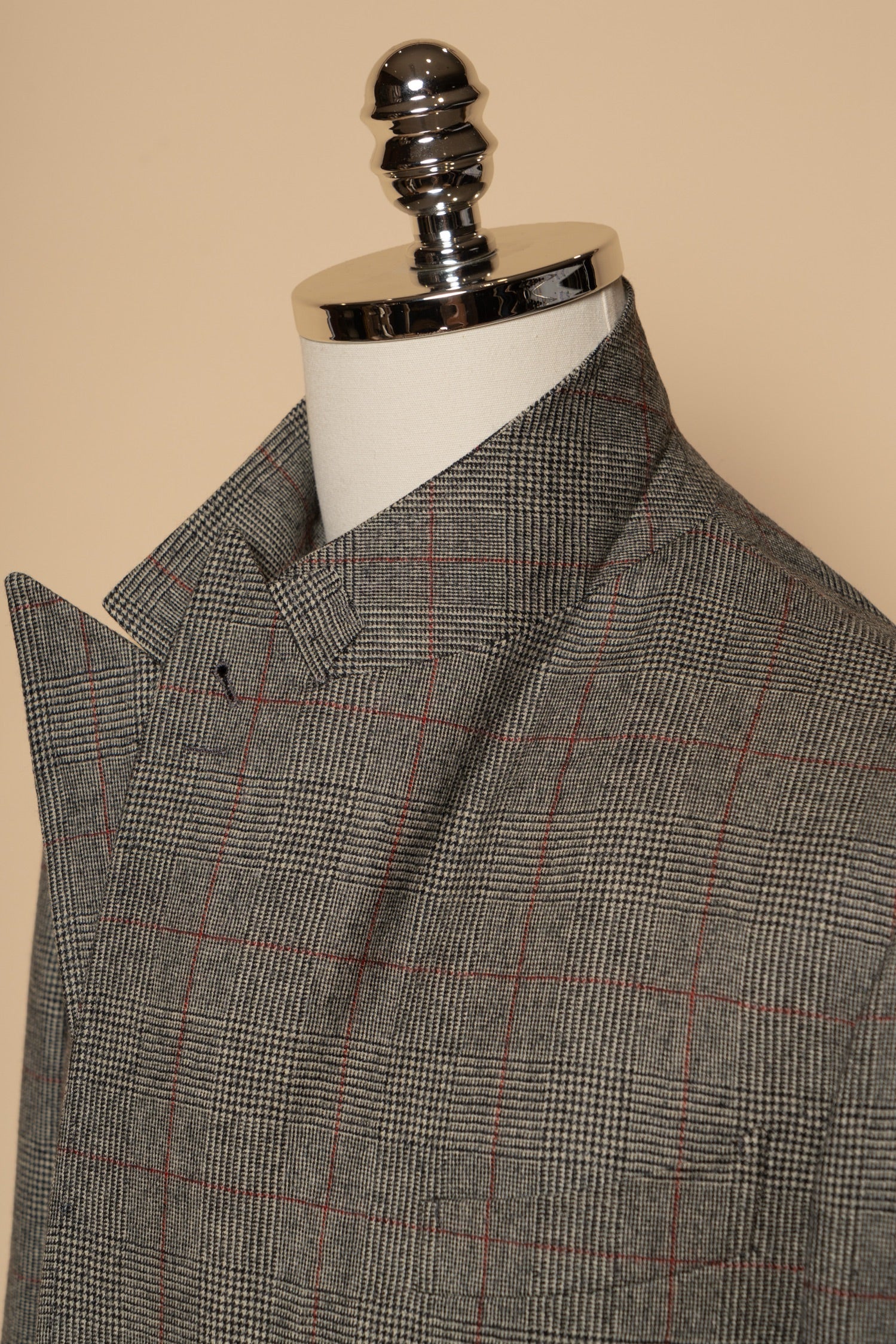 MTO Glen Check Red Overcheck Worsted Flannel Suit #634