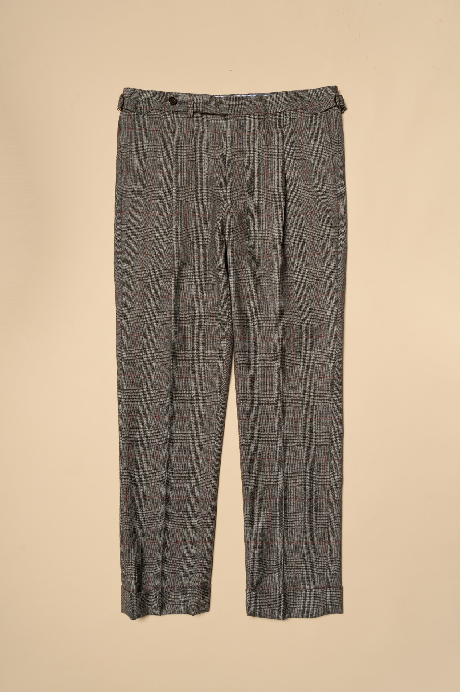 MTO Glen Check Red Overcheck Worsted Flannel Suit #634