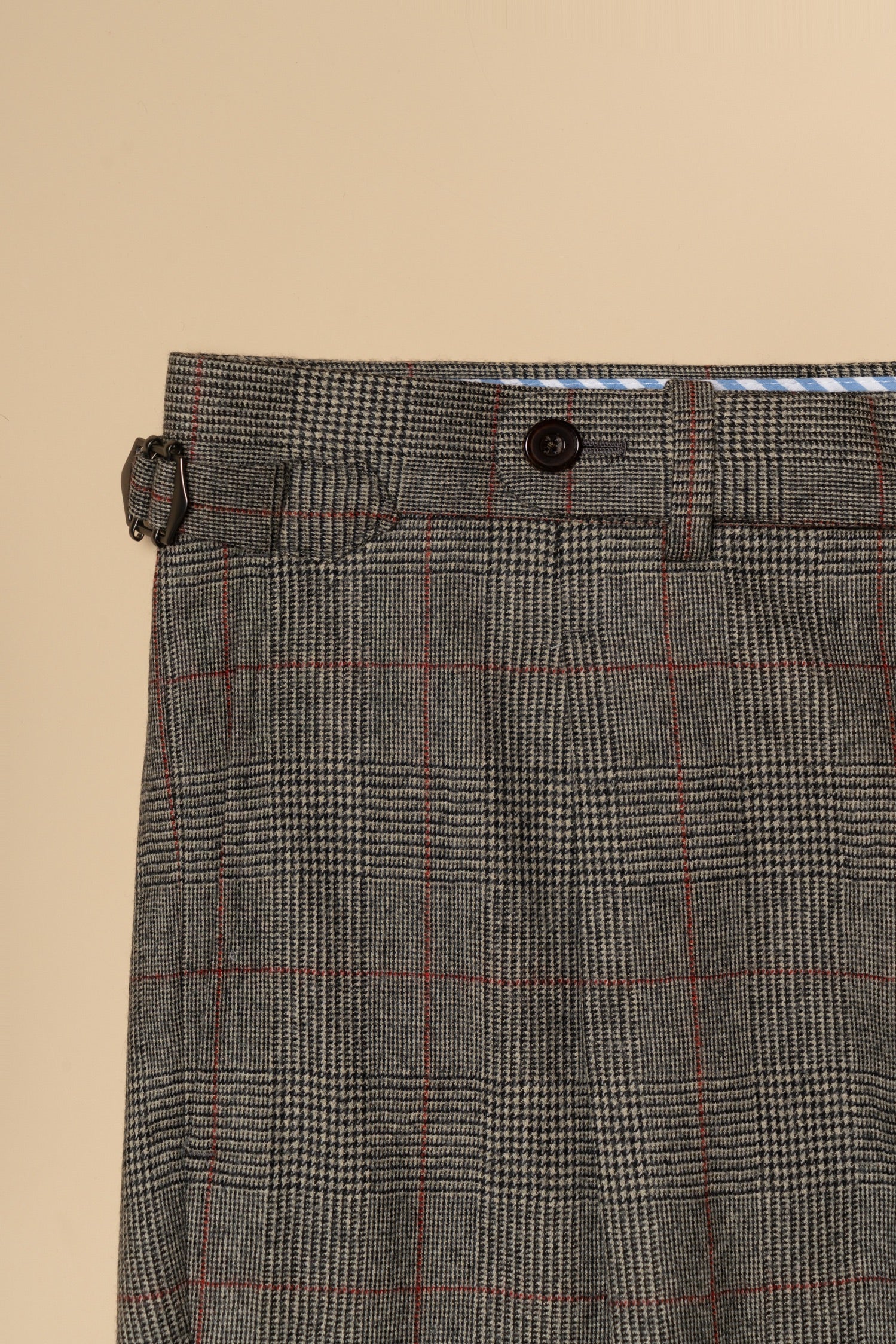 MTO Glen Check Red Overcheck Worsted Flannel Suit #634